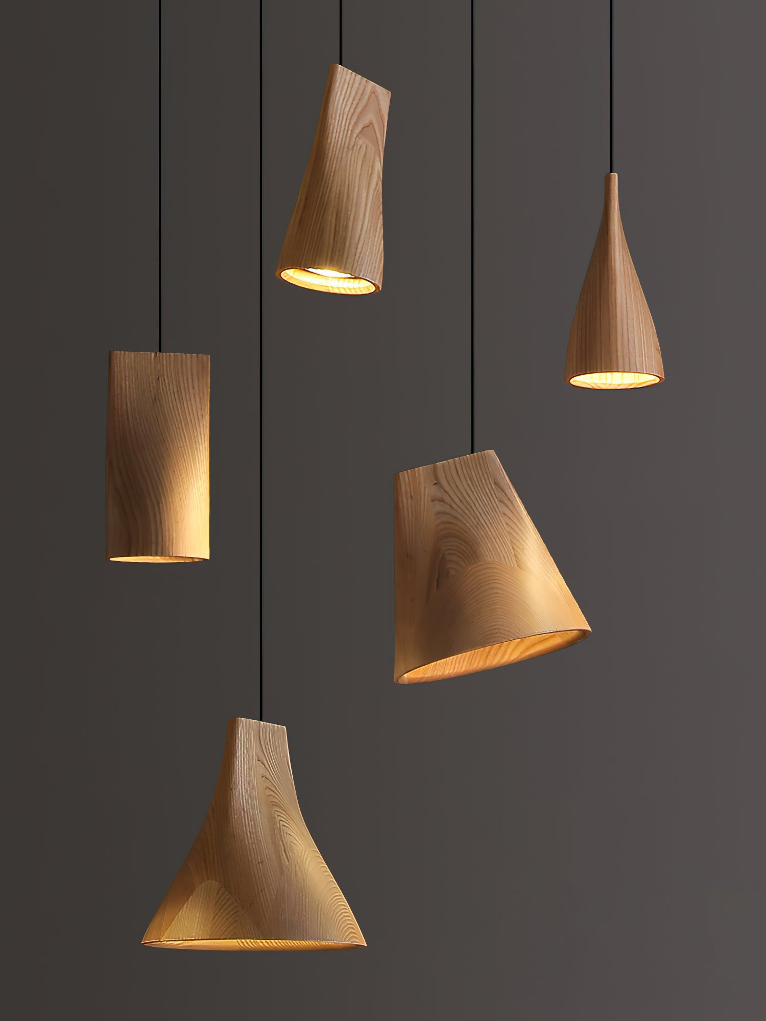 Ivarara Asymmetrical Wood Pendant Light - Blowlighting