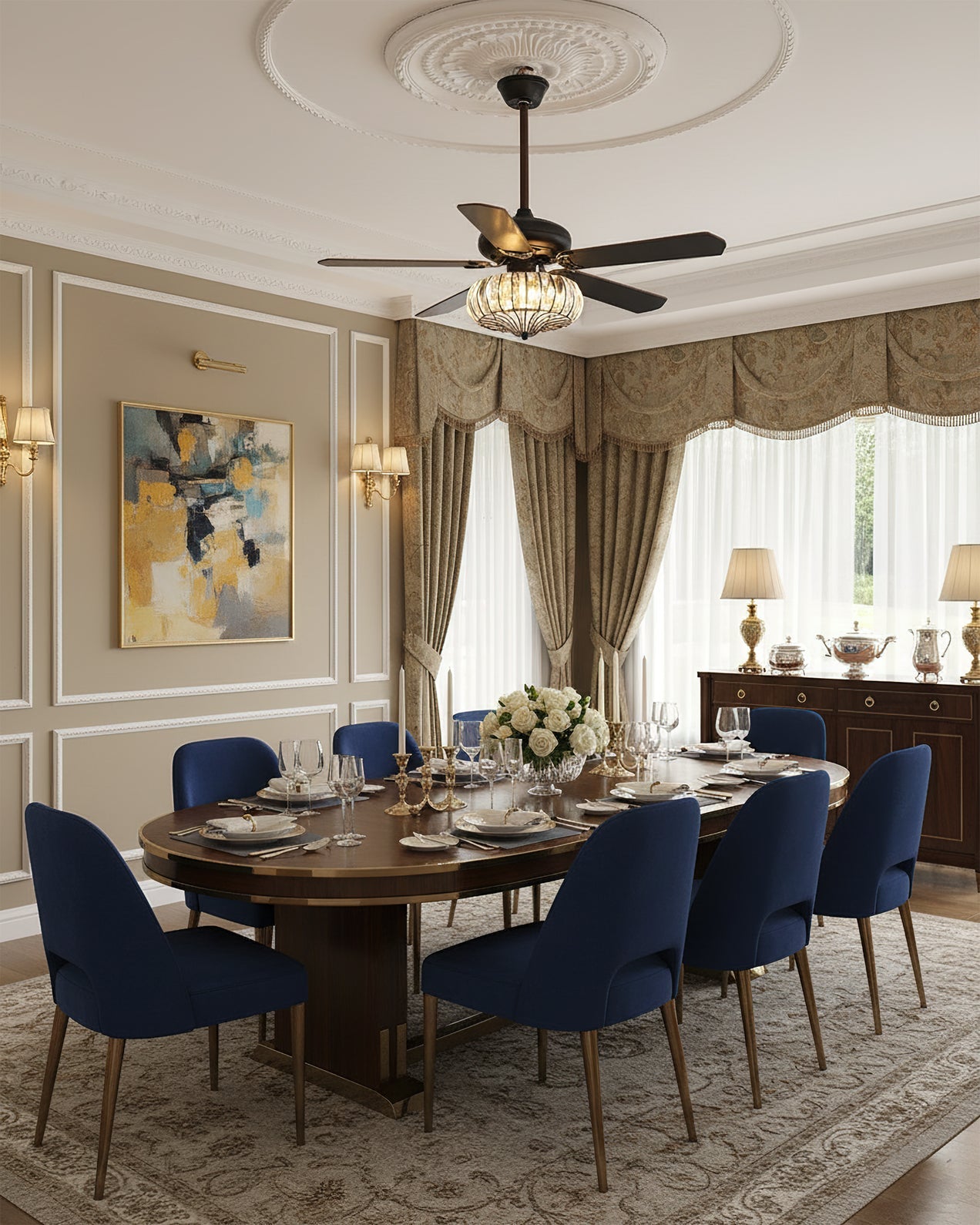 Bernardino Vintage Metal Ceiling Fan Light