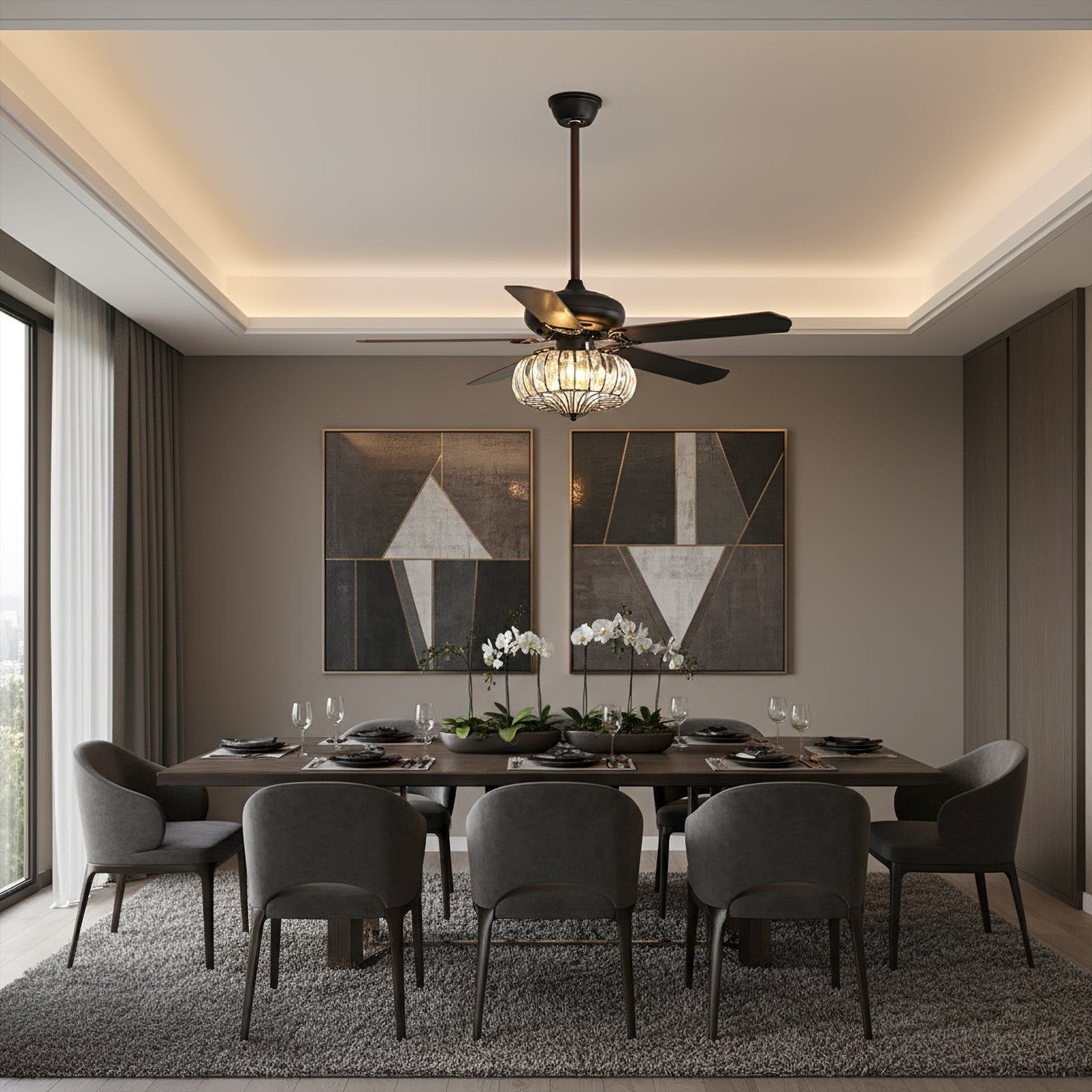 Bernardino Vintage Metal Ceiling Fan Light