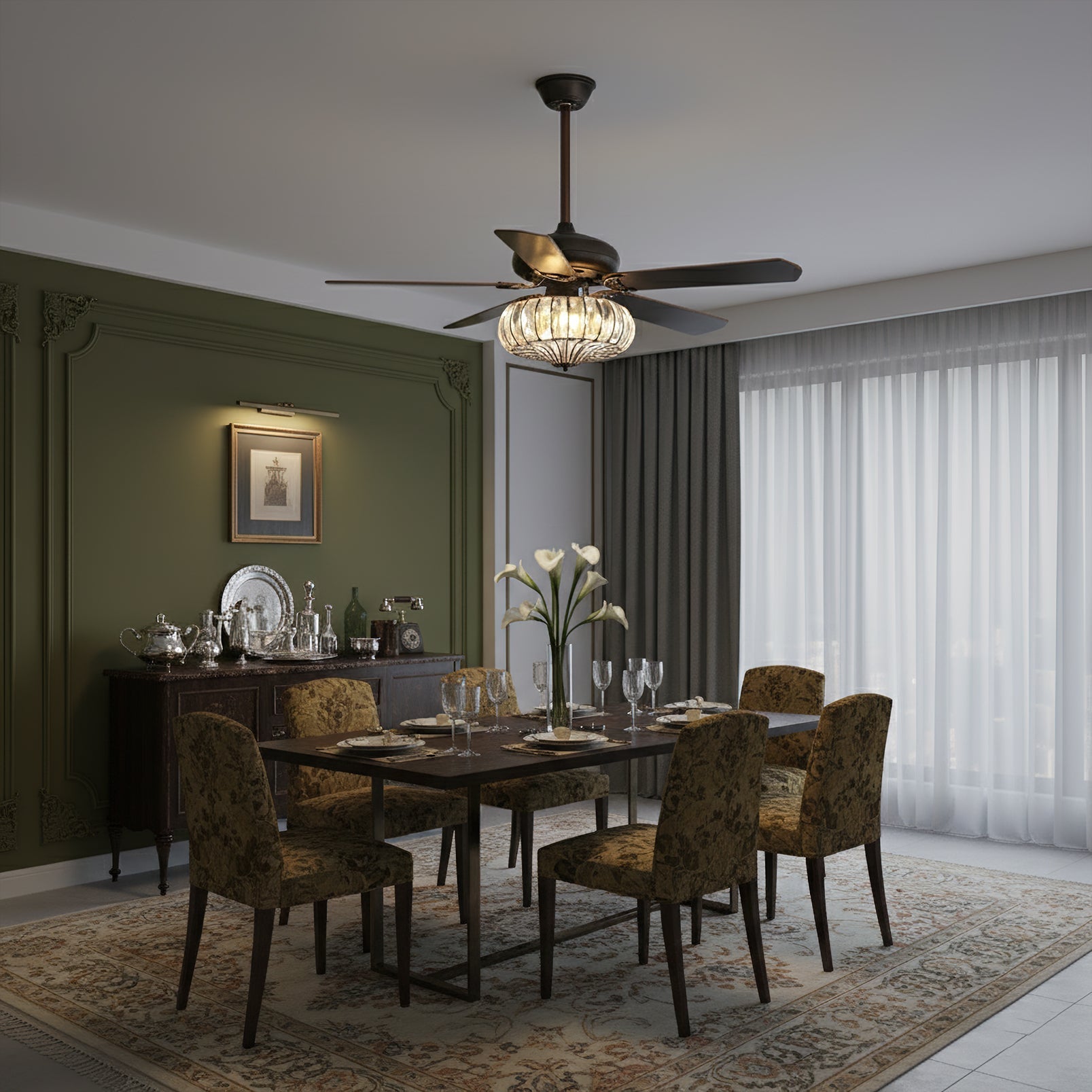 Bernardino Vintage Metal Ceiling Fan Light