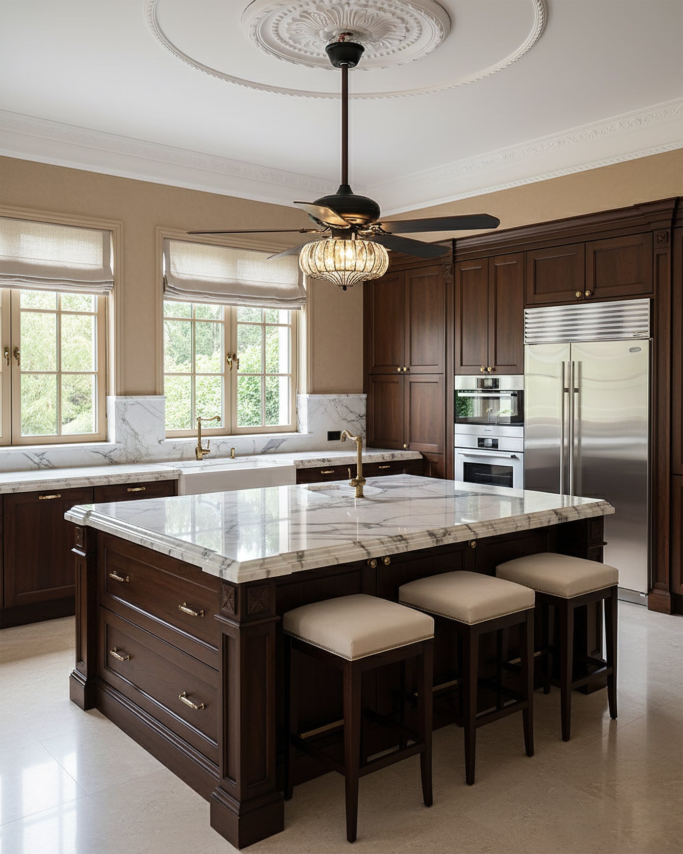 Bernardino Vintage Metal Ceiling Fan Light