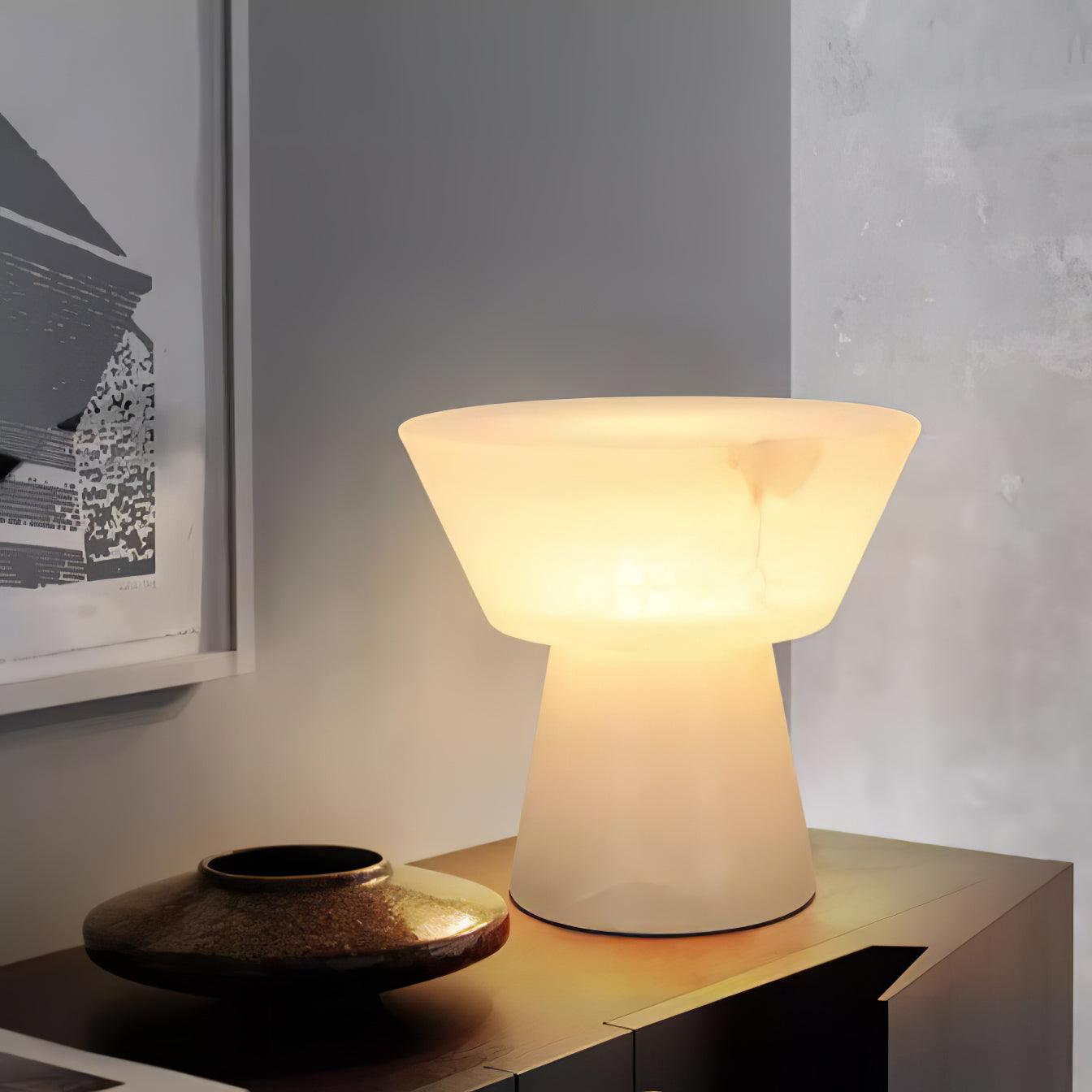 Elynara Pedestal Alabaster Table Lamp - Blowlighting