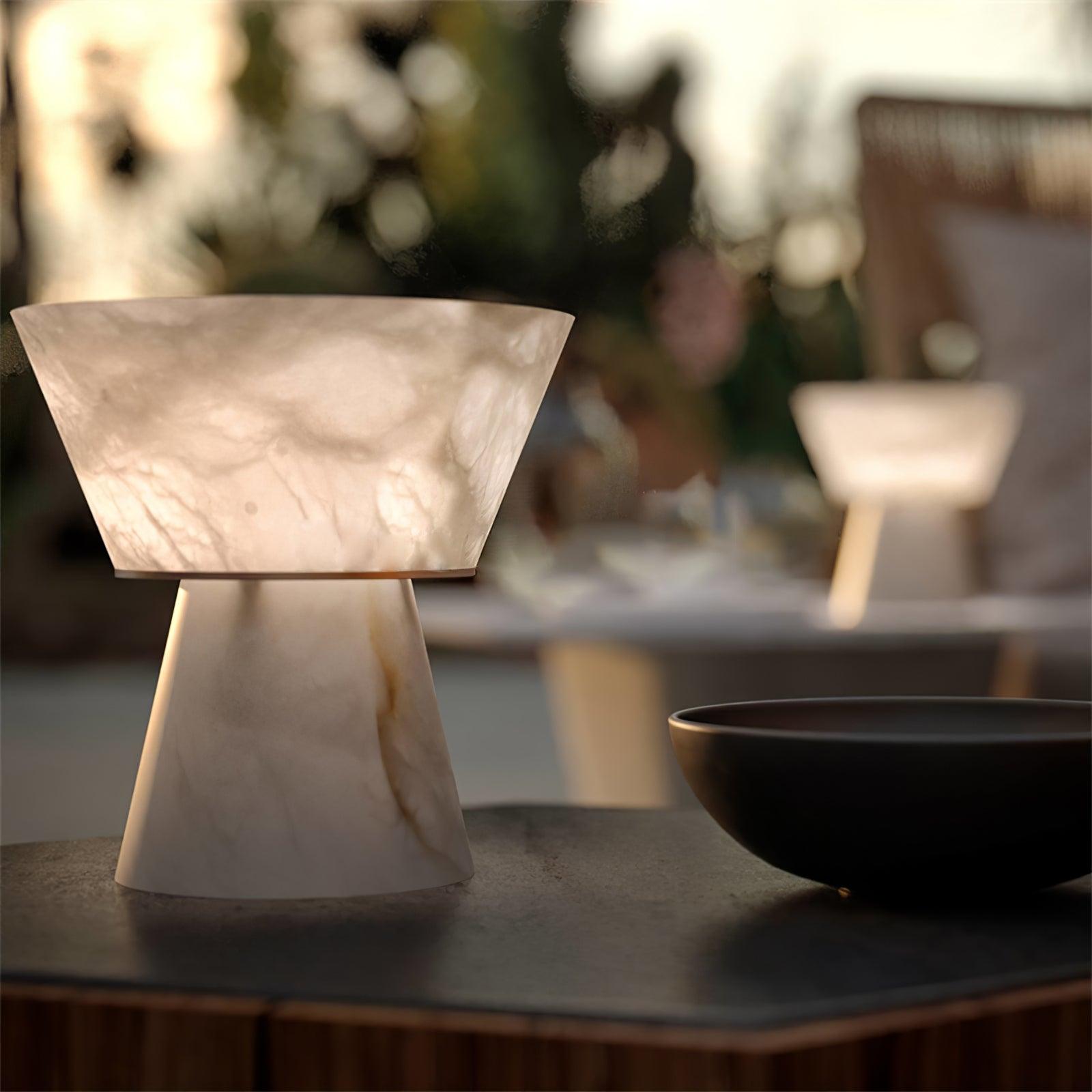 Elynara Pedestal Alabaster Table Lamp - Blowlighting