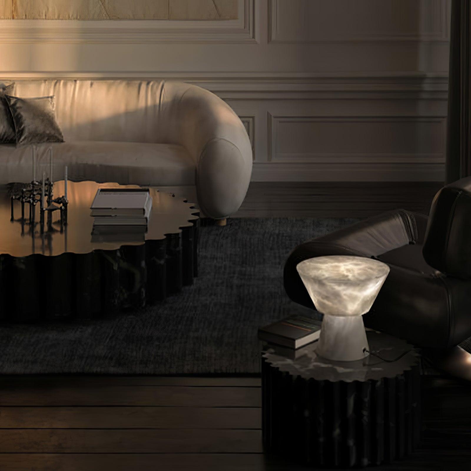 Elynara Pedestal Alabaster Table Lamp - Blowlighting