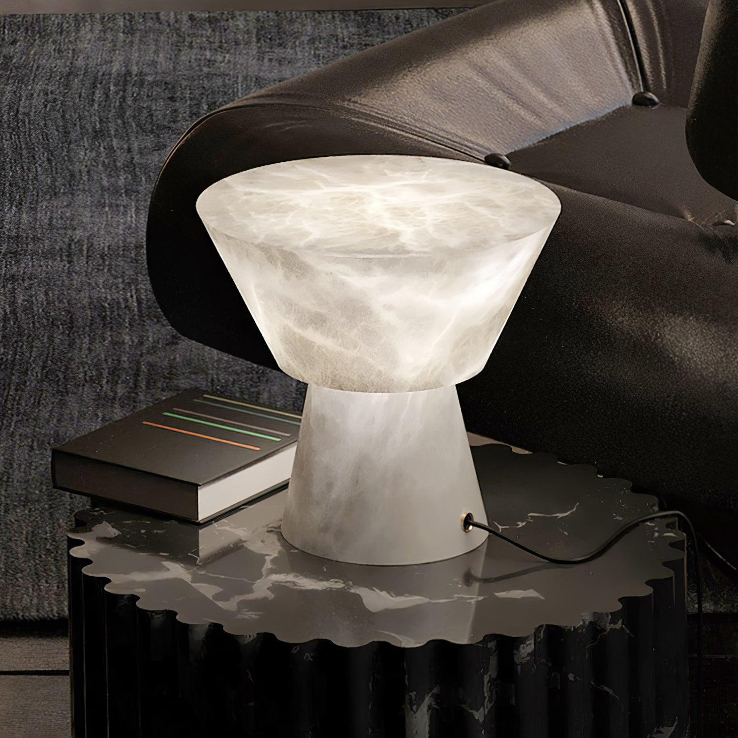 Elynara Pedestal Alabaster Table Lamp - Blowlighting
