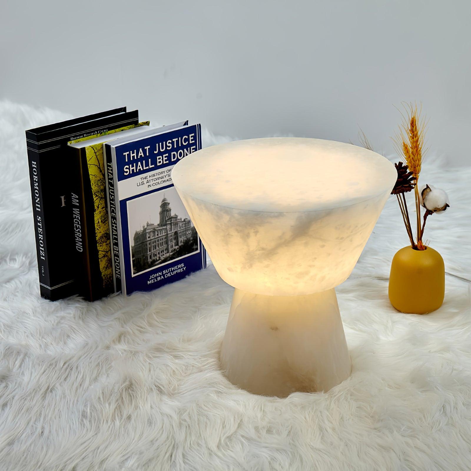 Elynara Pedestal Alabaster Table Lamp - Blowlighting