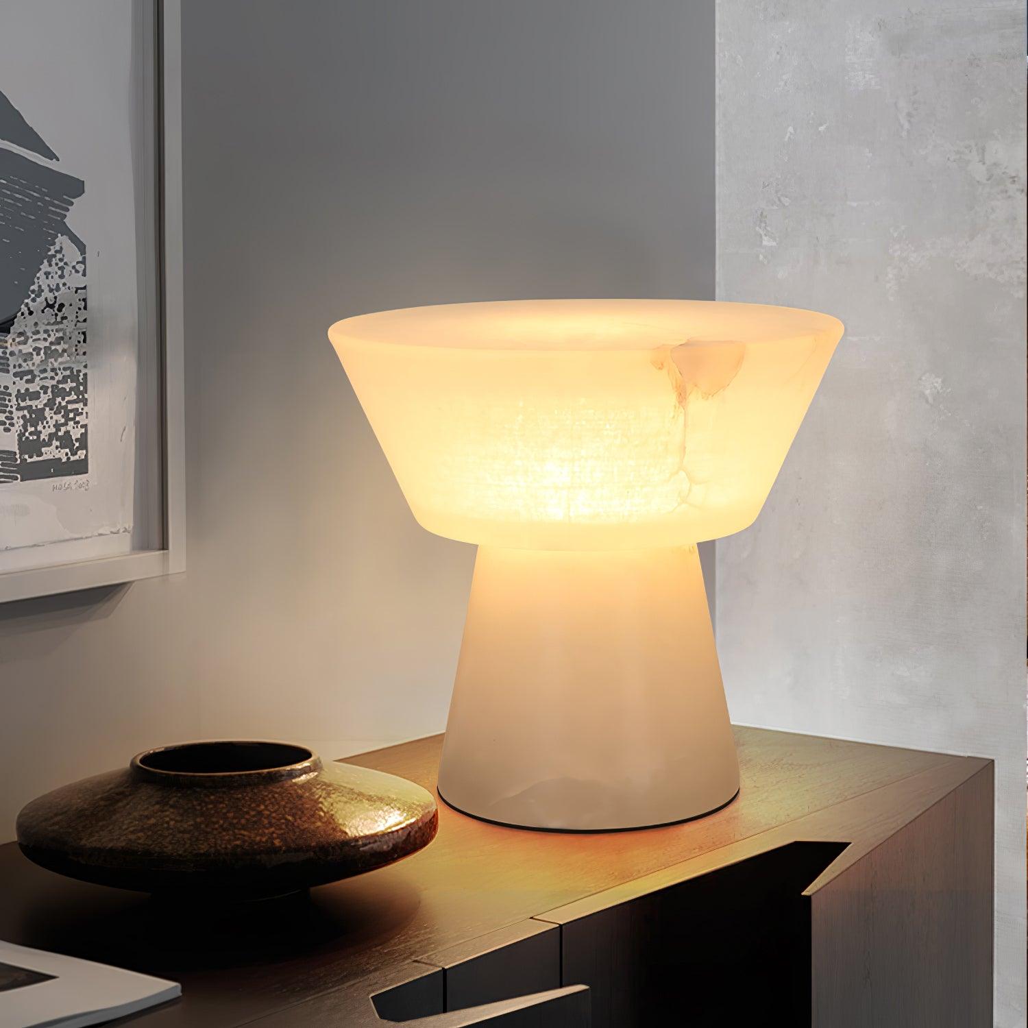 Elynara Pedestal Alabaster Table Lamp - Blowlighting