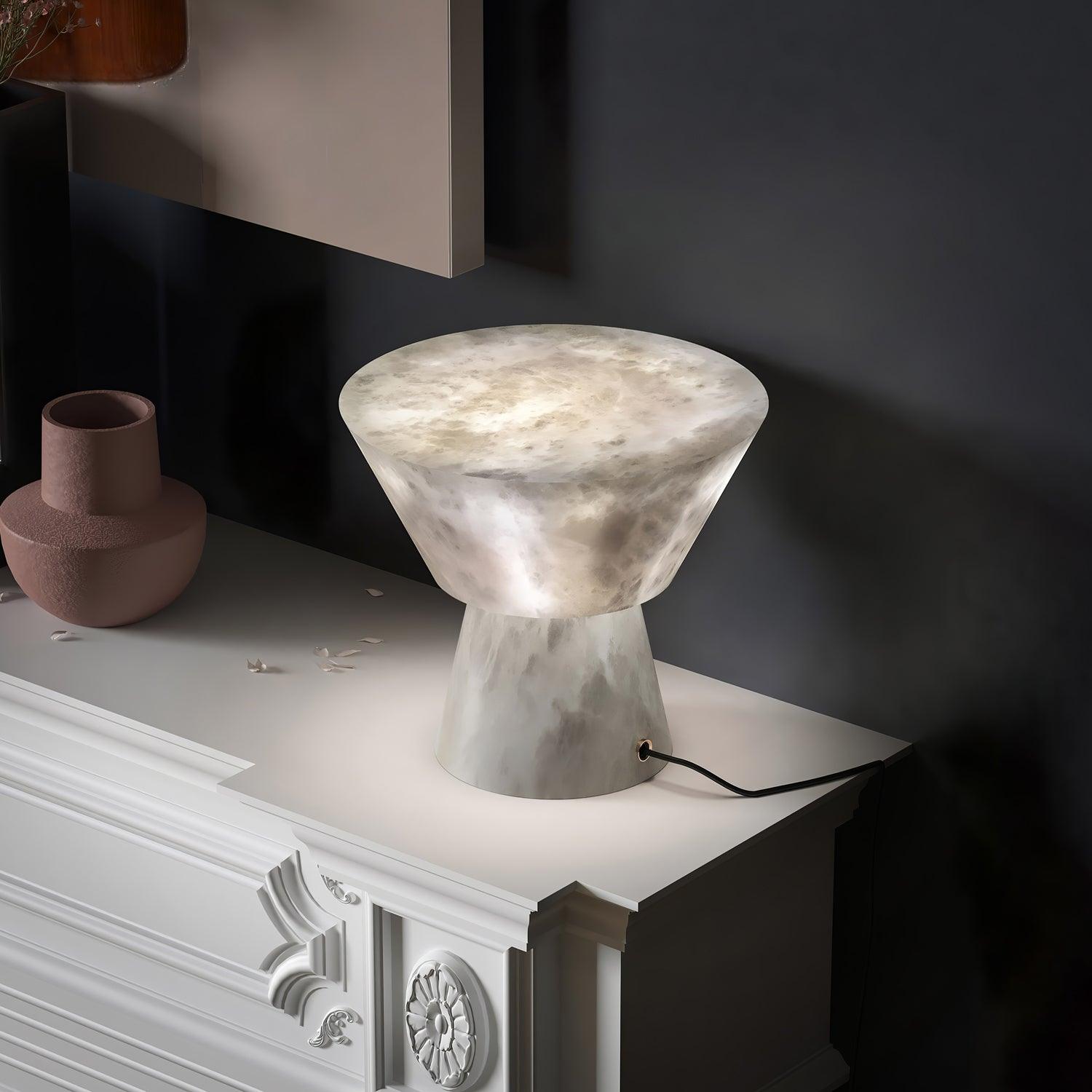 Elynara Pedestal Alabaster Table Lamp - Blowlighting