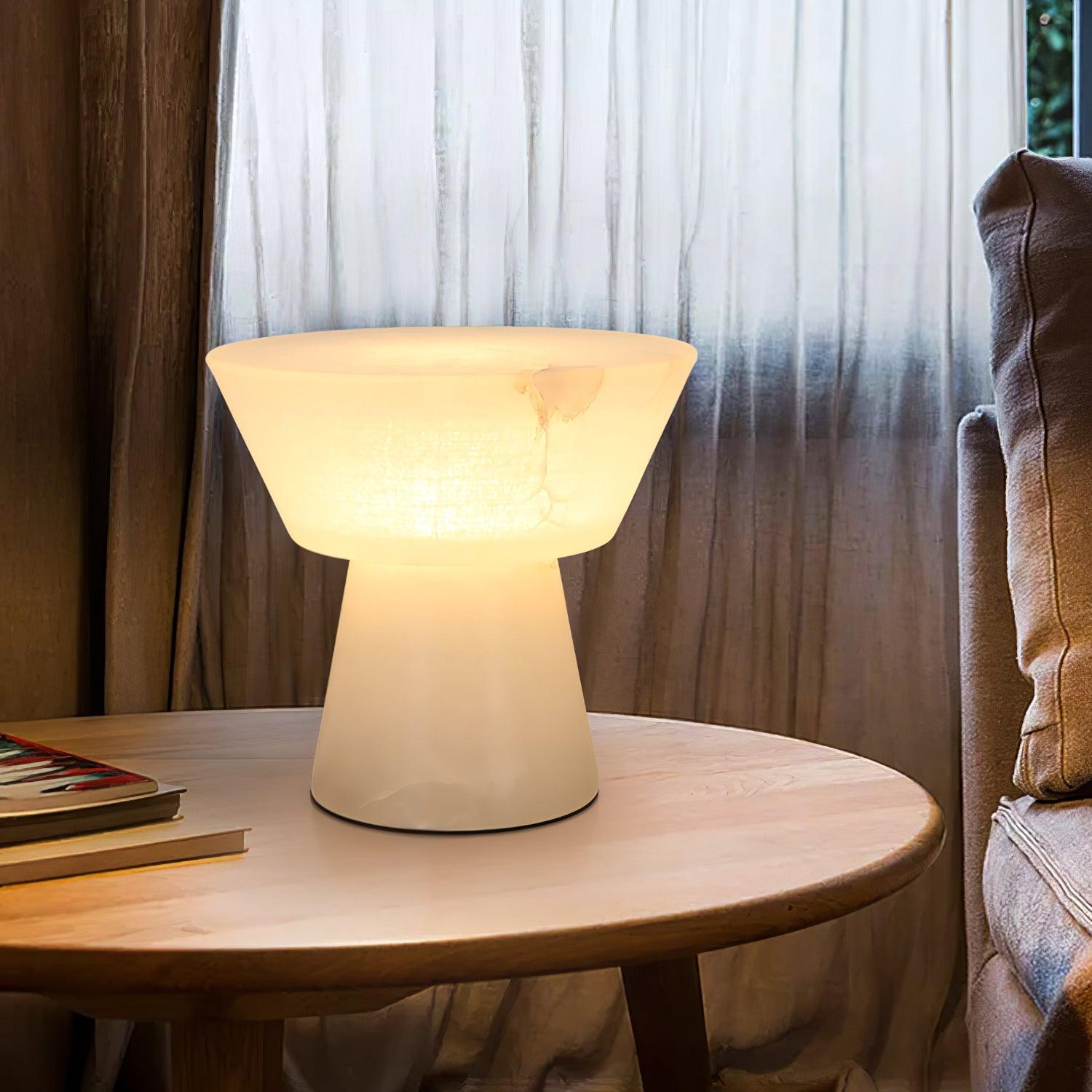 Elynara Pedestal Alabaster Table Lamp - Blowlighting