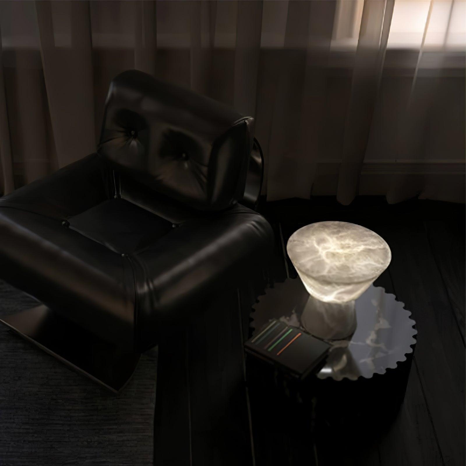Elynara Pedestal Alabaster Table Lamp - Blowlighting