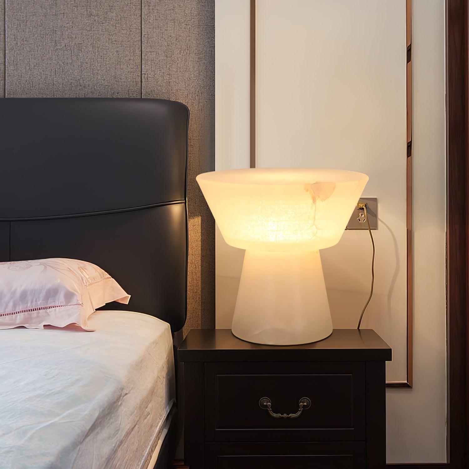 Elynara Pedestal Alabaster Table Lamp - Blowlighting