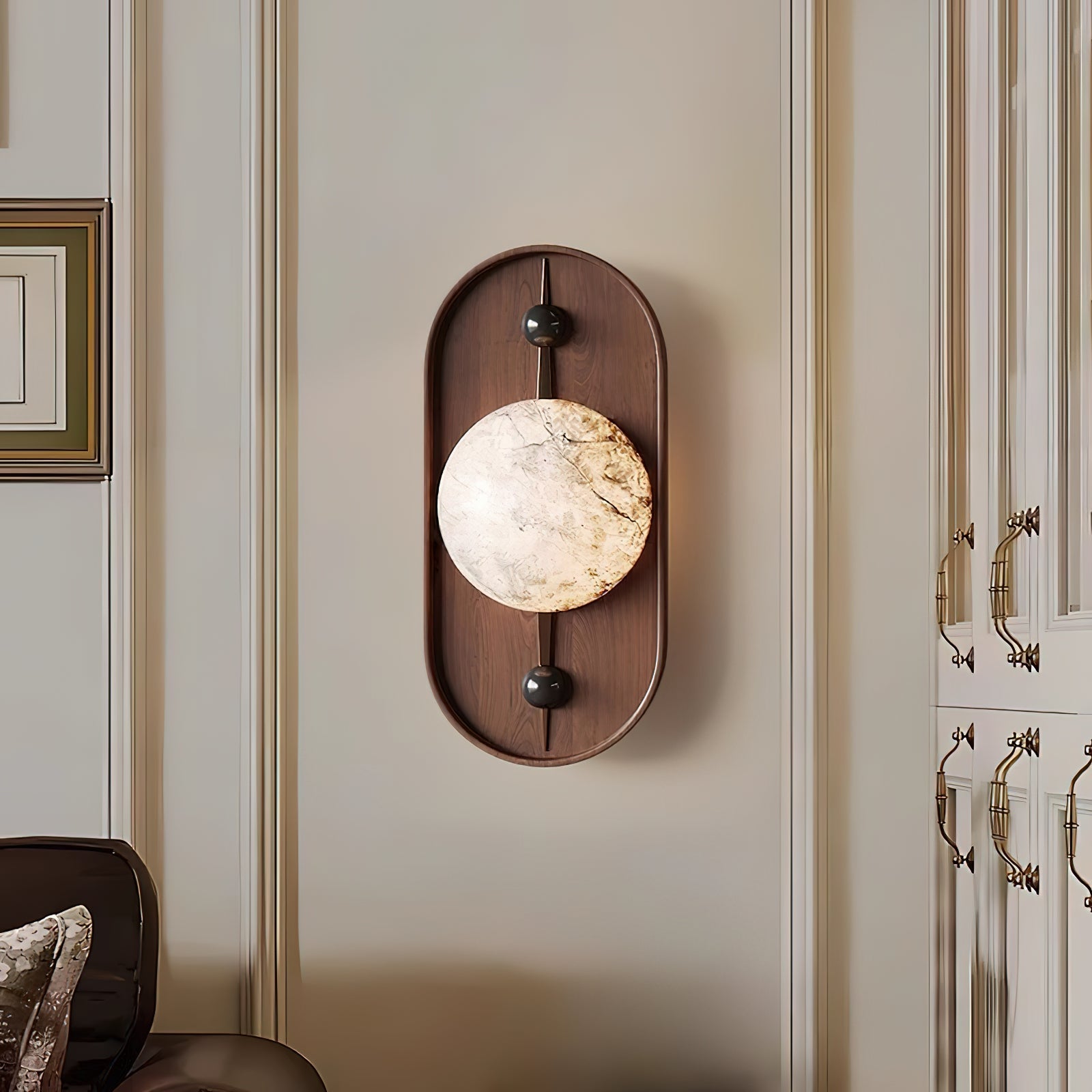 Lyvaran Oval Alabaster Wood Wall Light - Blowlighting
