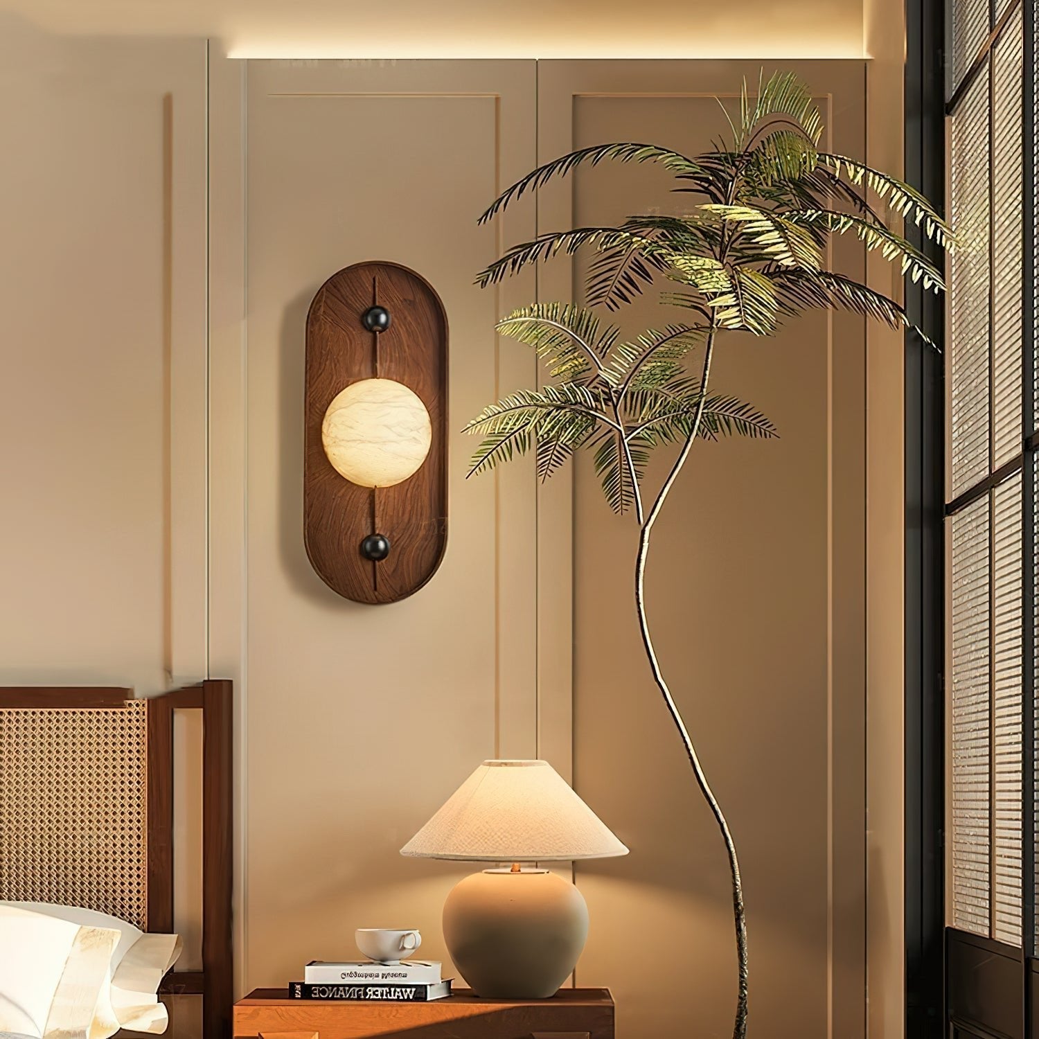 Lyvaran Oval Alabaster Wood Wall Light - Blowlighting
