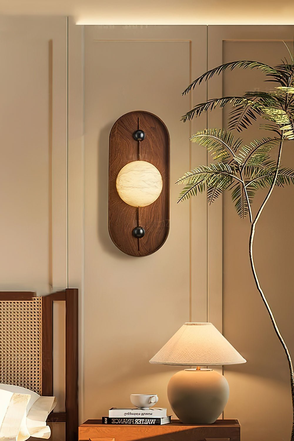 Lyvaran Oval Alabaster Wood Wall Light - Blowlighting
