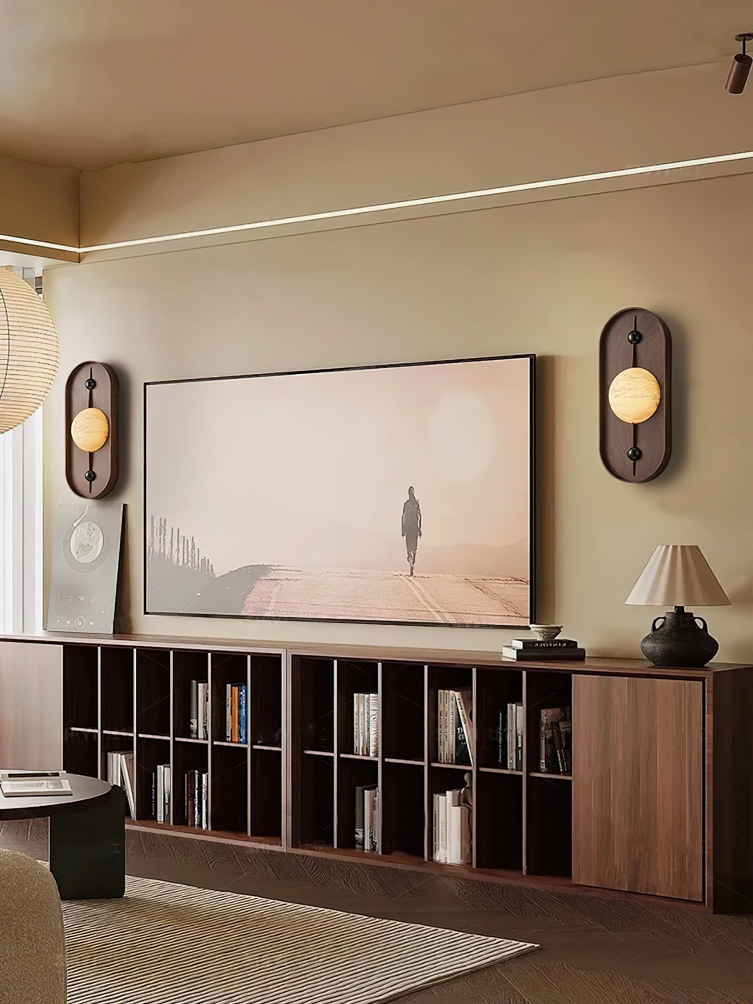 Lyvaran Oval Alabaster Wood Wall Light - Blowlighting