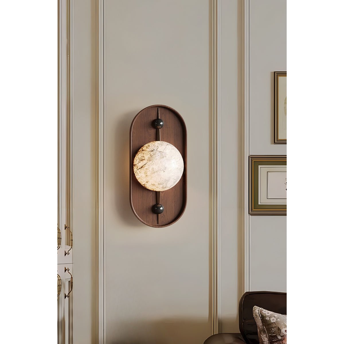 Lyvaran Oval Alabaster Wood Wall Light - Blowlighting