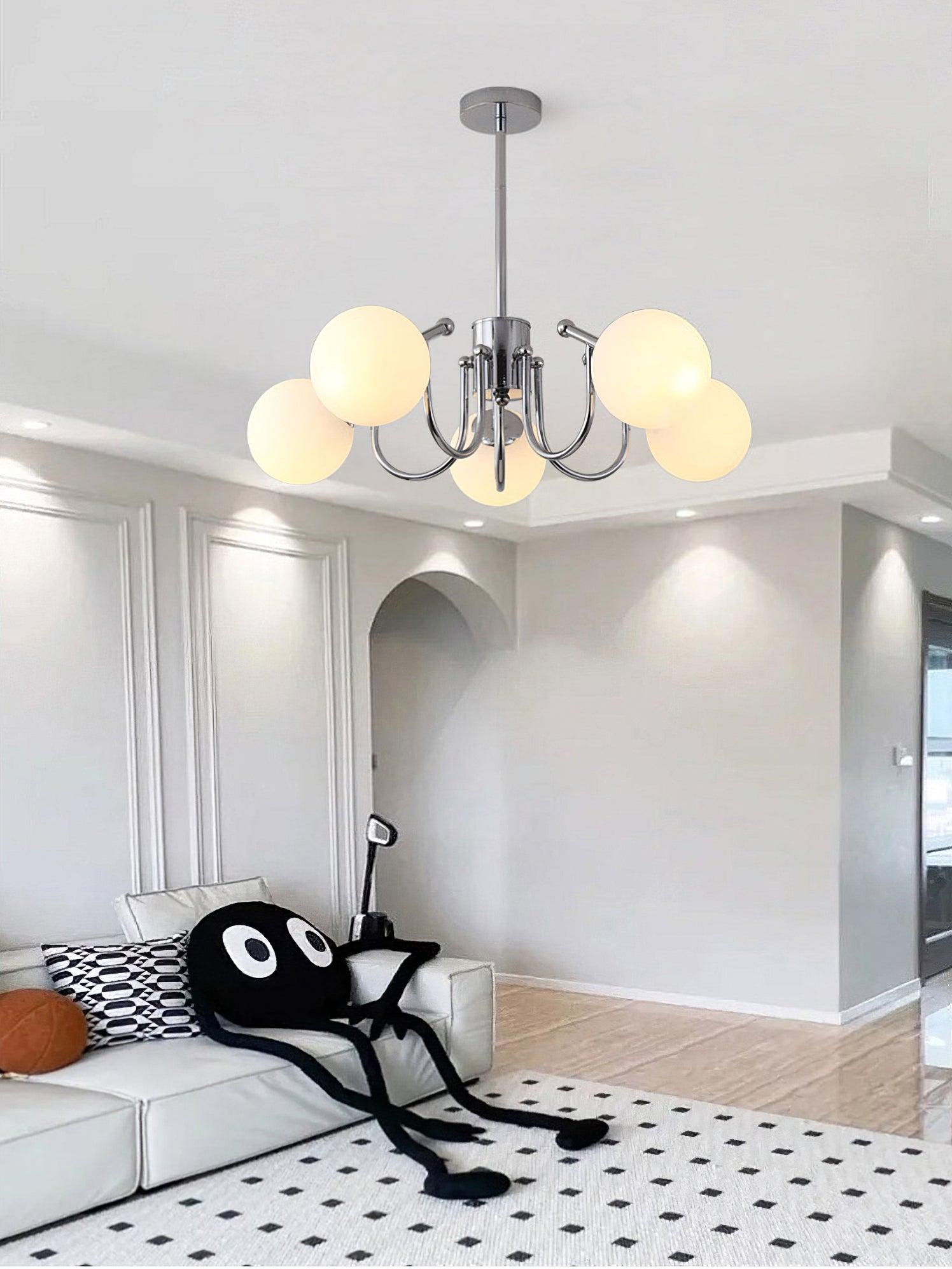 Aurora Chandelier Globe Chrome Modern - Blowlighting