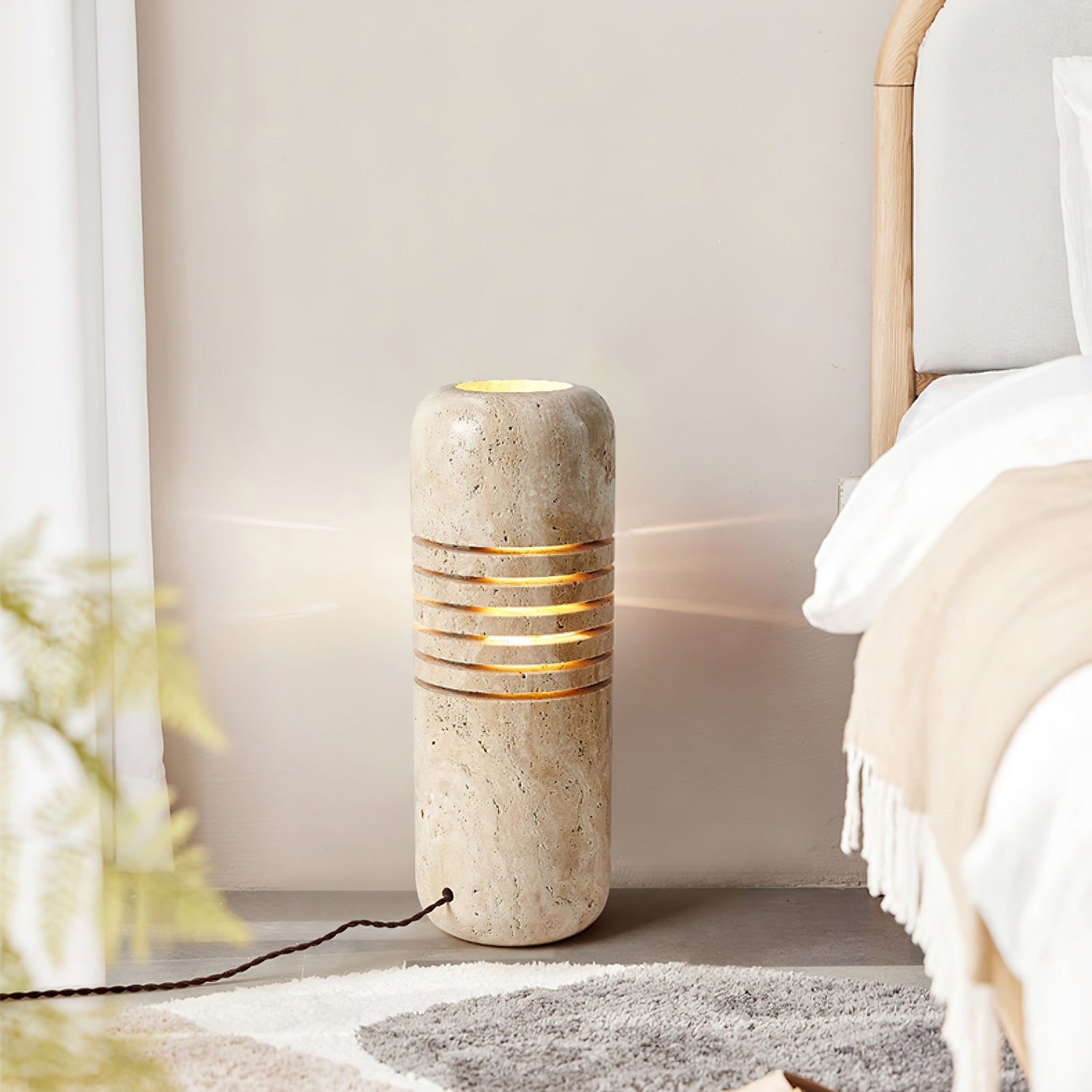 Aursolila Cylindrical Travertine Table Lamp - Blowlighting