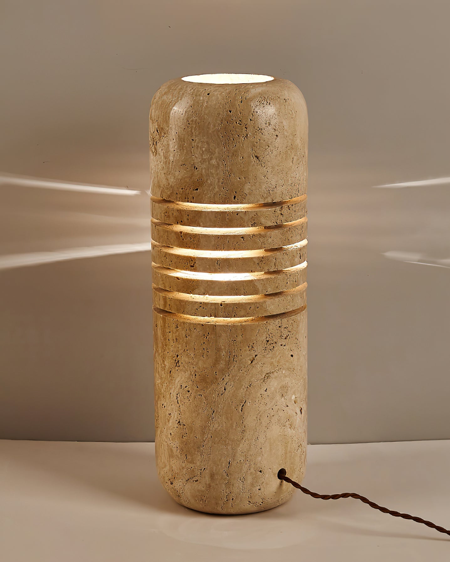 Aursolila Cylindrical Travertine Table Lamp - Blowlighting