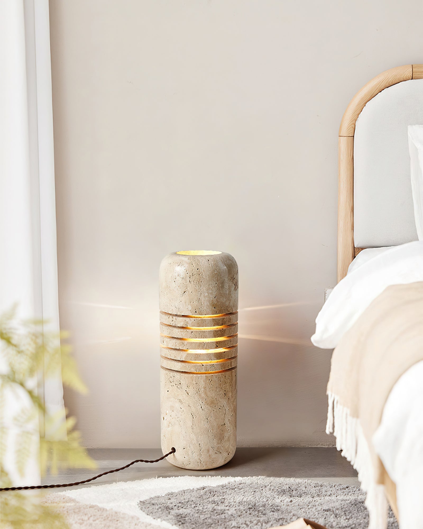 Aursolila Cylindrical Travertine Table Lamp - Blowlighting