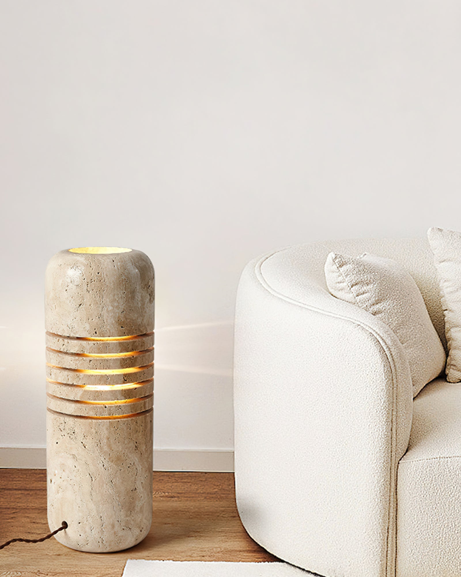 Aursolila Cylindrical Travertine Table Lamp - Blowlighting