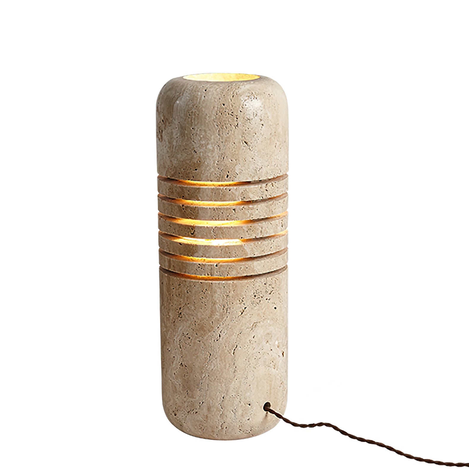 Aursolila Cylindrical Travertine Table Lamp - Blowlighting