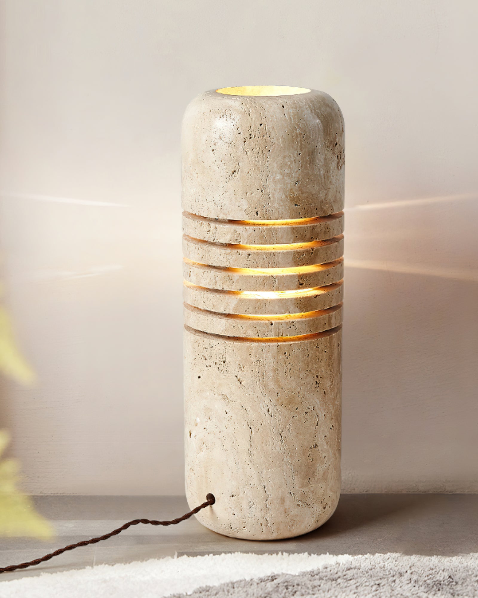 Aursolila Cylindrical Travertine Table Lamp - Blowlighting