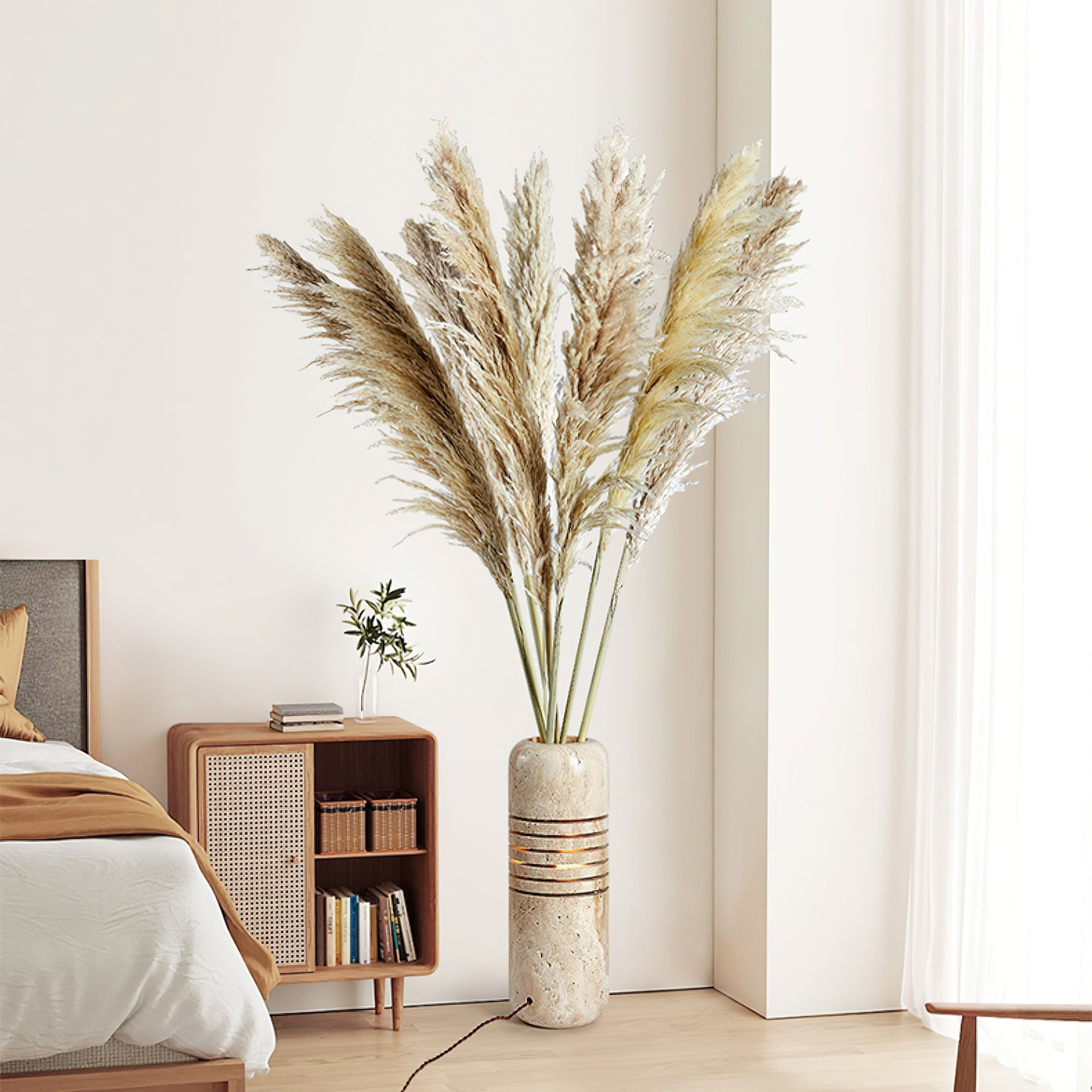 Aursolila Cylindrical Travertine Table Lamp - Blowlighting