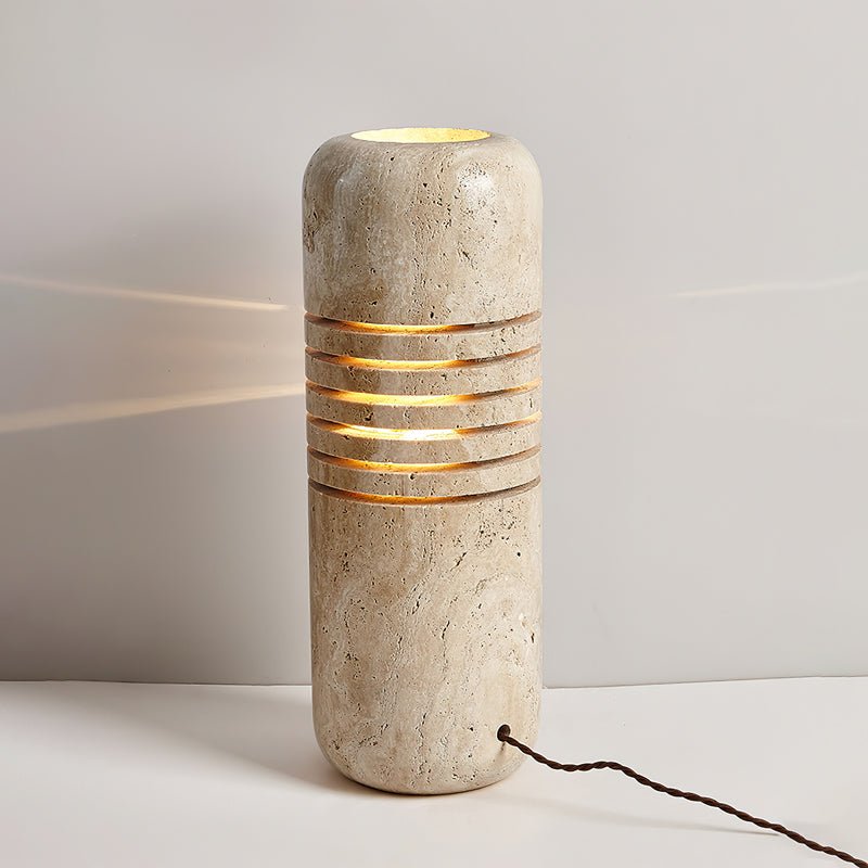 Aursolila Cylindrical Travertine Table Lamp - Blowlighting