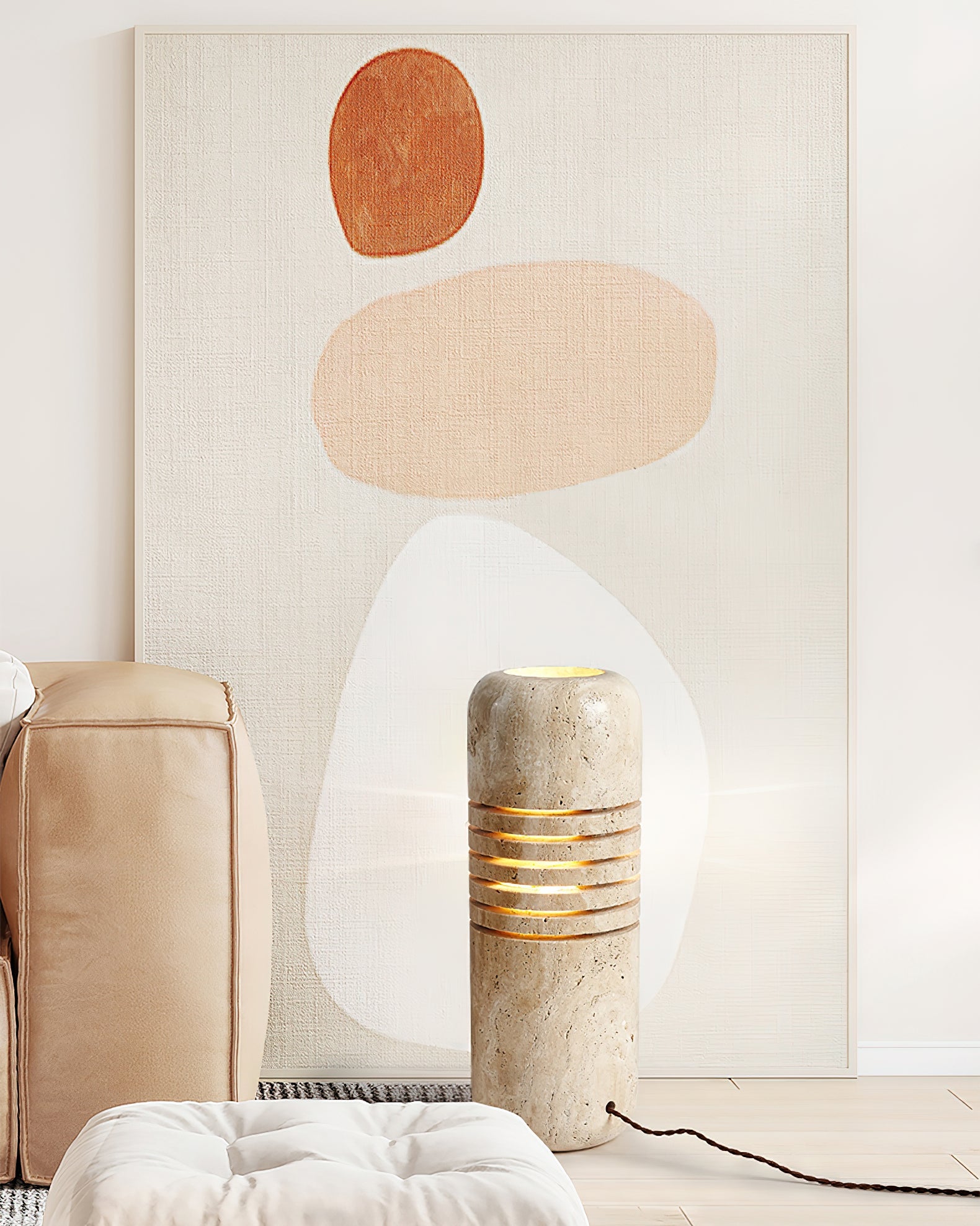 Aursolila Cylindrical Travertine Table Lamp - Blowlighting