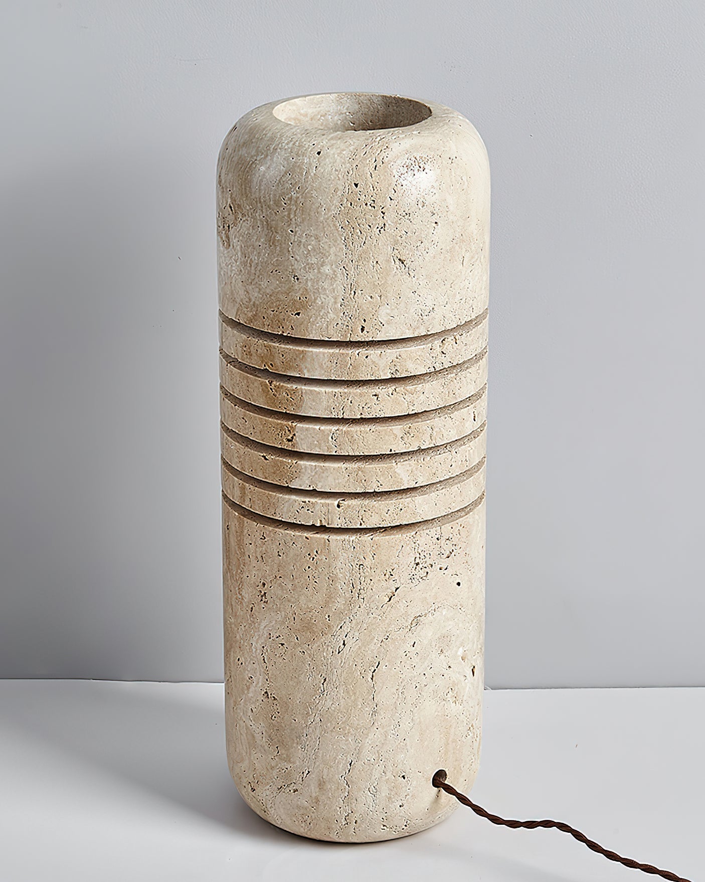 Aursolila Cylindrical Travertine Table Lamp - Blowlighting