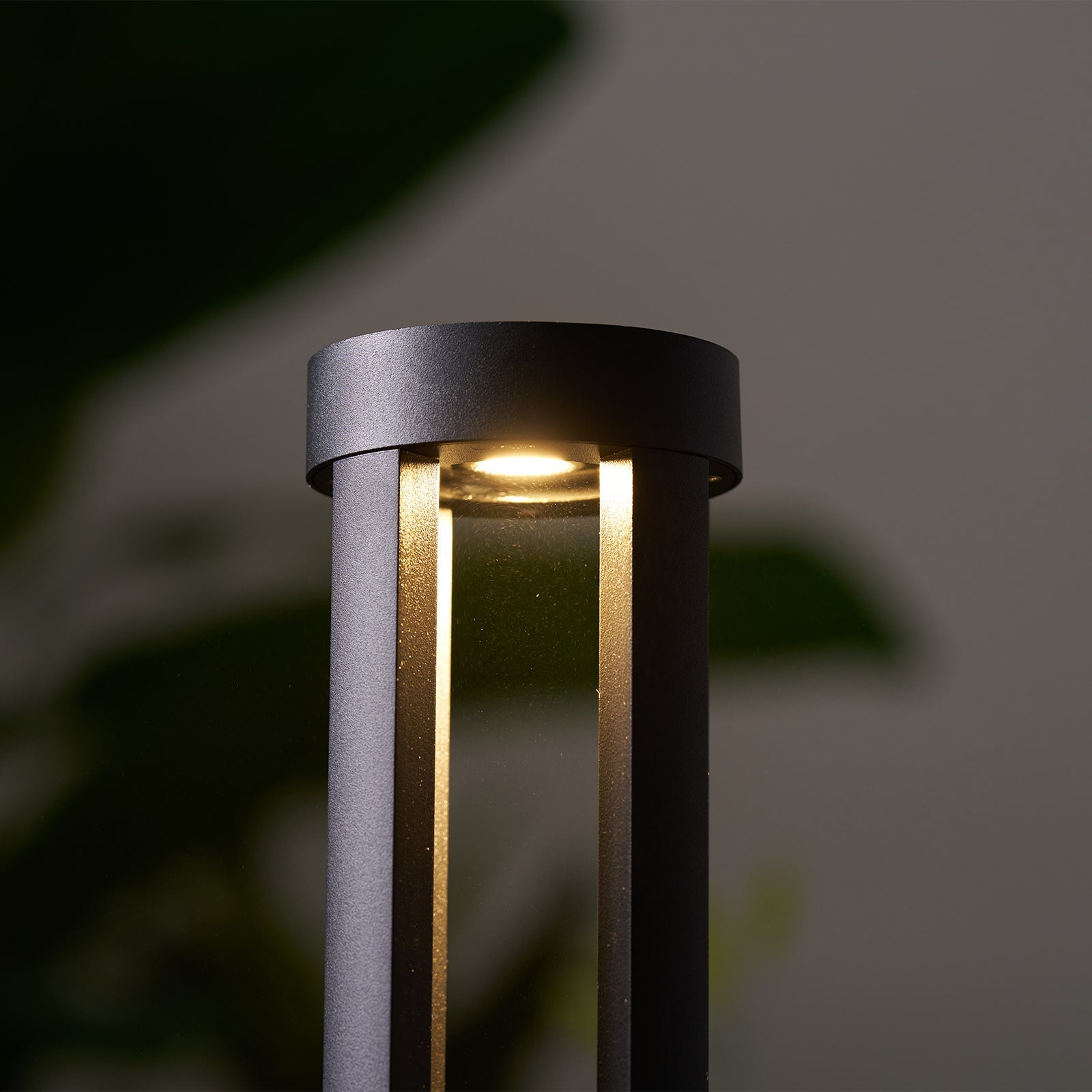 Black Cylindrical Solar Outdoor Post Light - Blowlighting