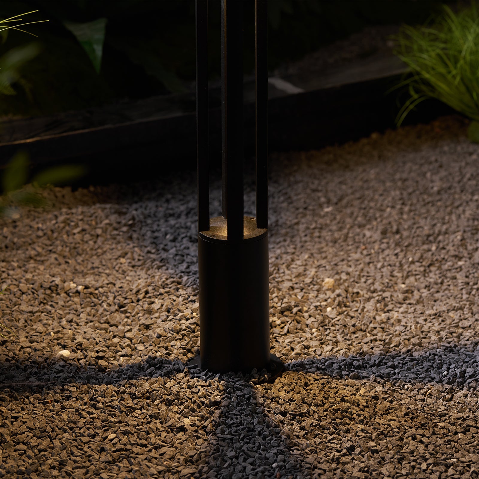 Black Cylindrical Solar Outdoor Post Light - Blowlighting