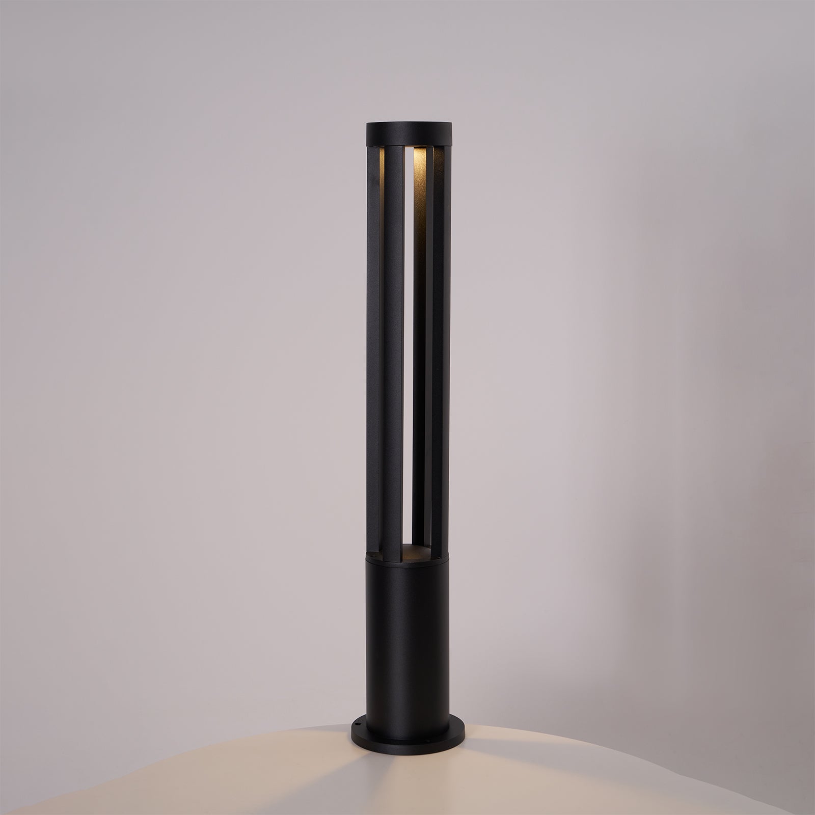 Black Cylindrical Solar Outdoor Post Light - Blowlighting