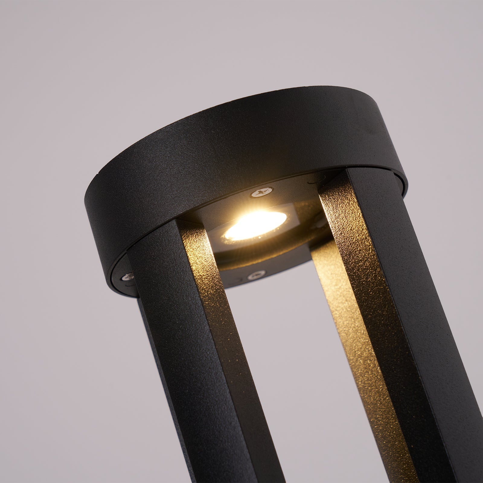 Black Cylindrical Solar Outdoor Post Light - Blowlighting