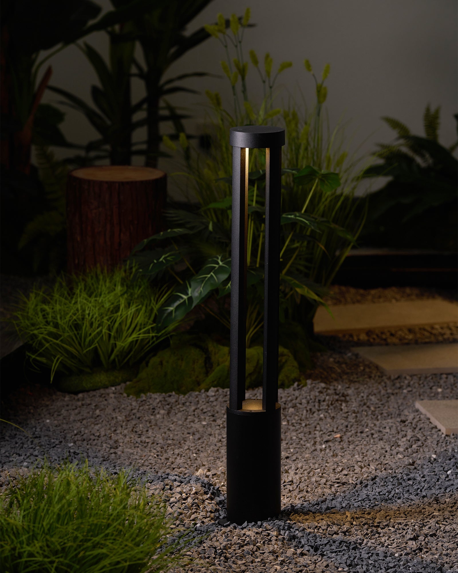 Black Cylindrical Solar Outdoor Post Light - Blowlighting
