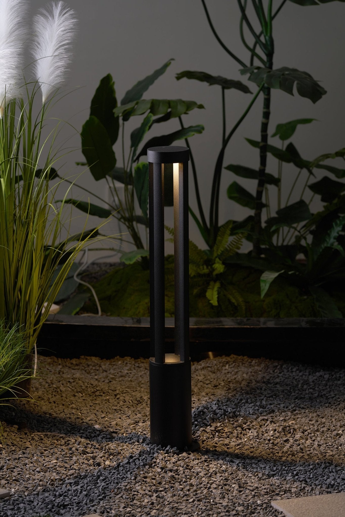 Black Cylindrical Solar Outdoor Post Light - Blowlighting