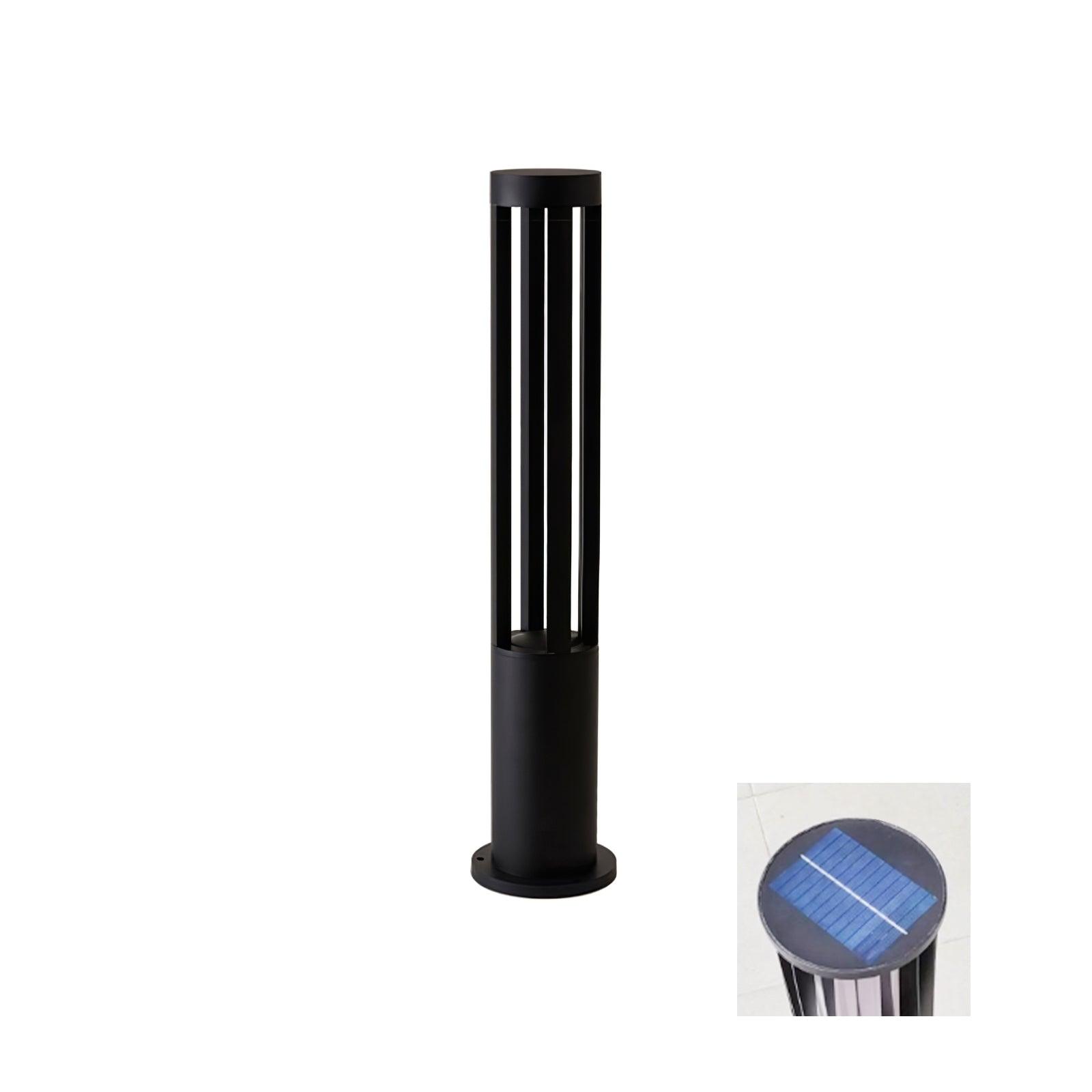 Black Cylindrical Solar Outdoor Post Light - Blowlighting