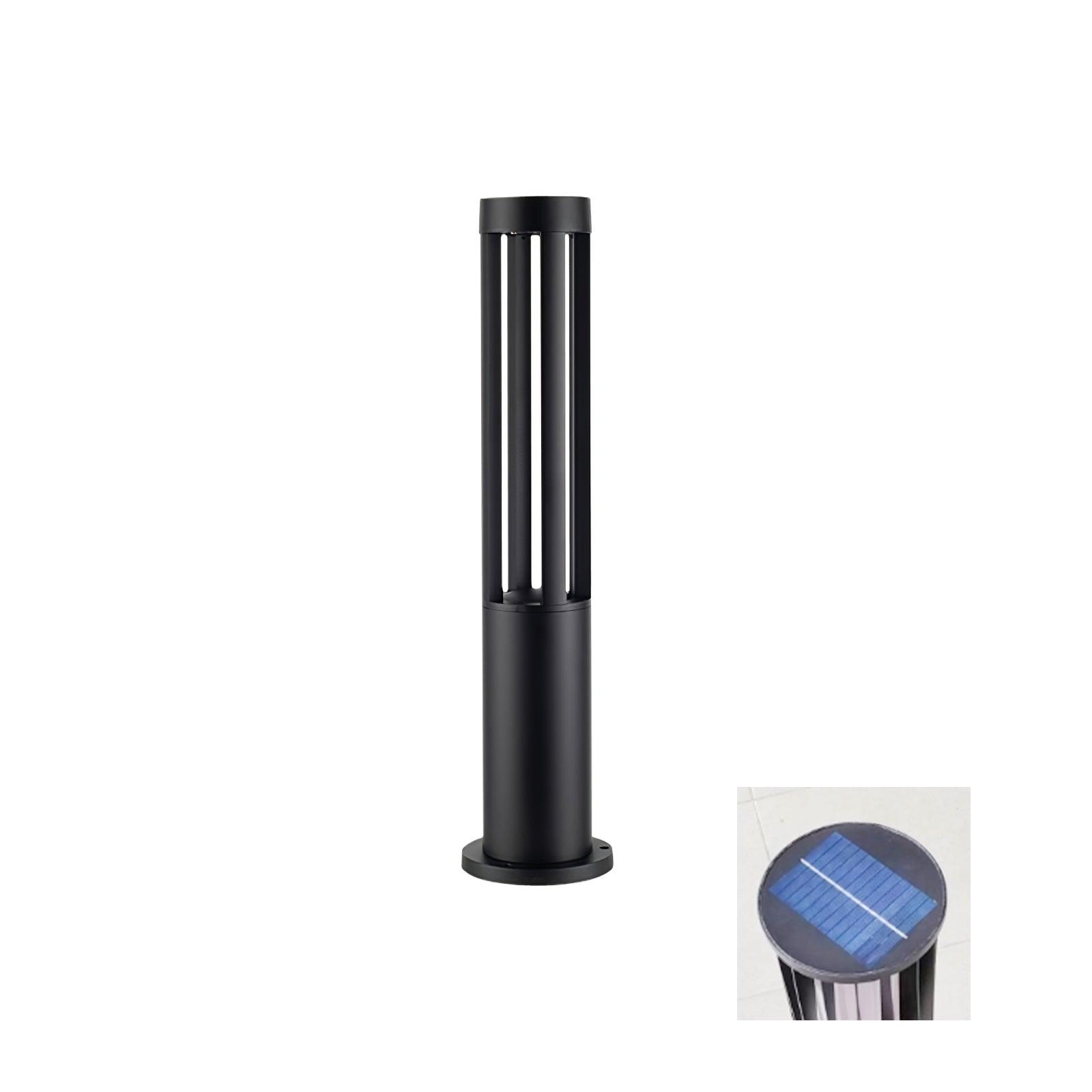Black Cylindrical Solar Outdoor Post Light - Blowlighting