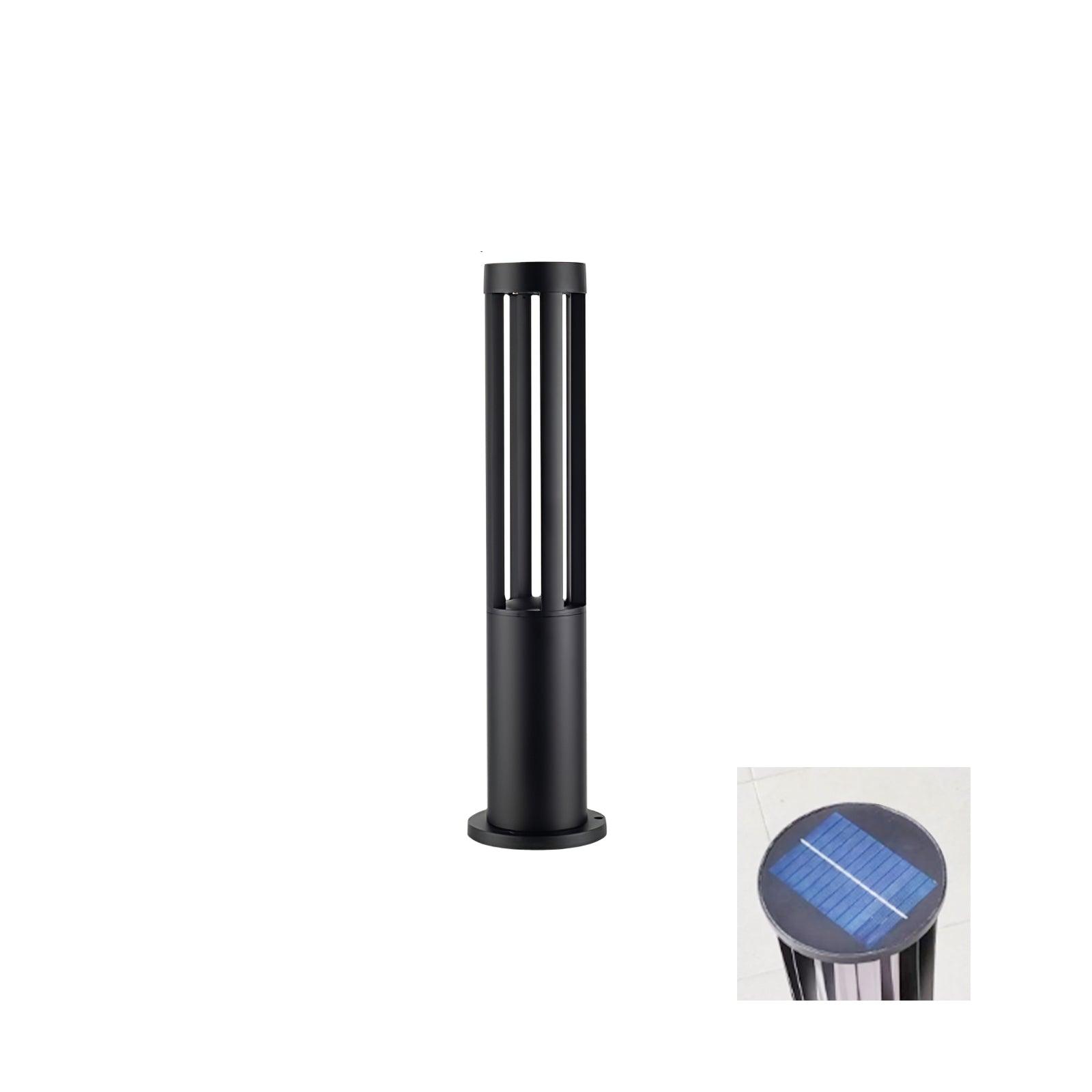 Black Cylindrical Solar Outdoor Post Light - Blowlighting