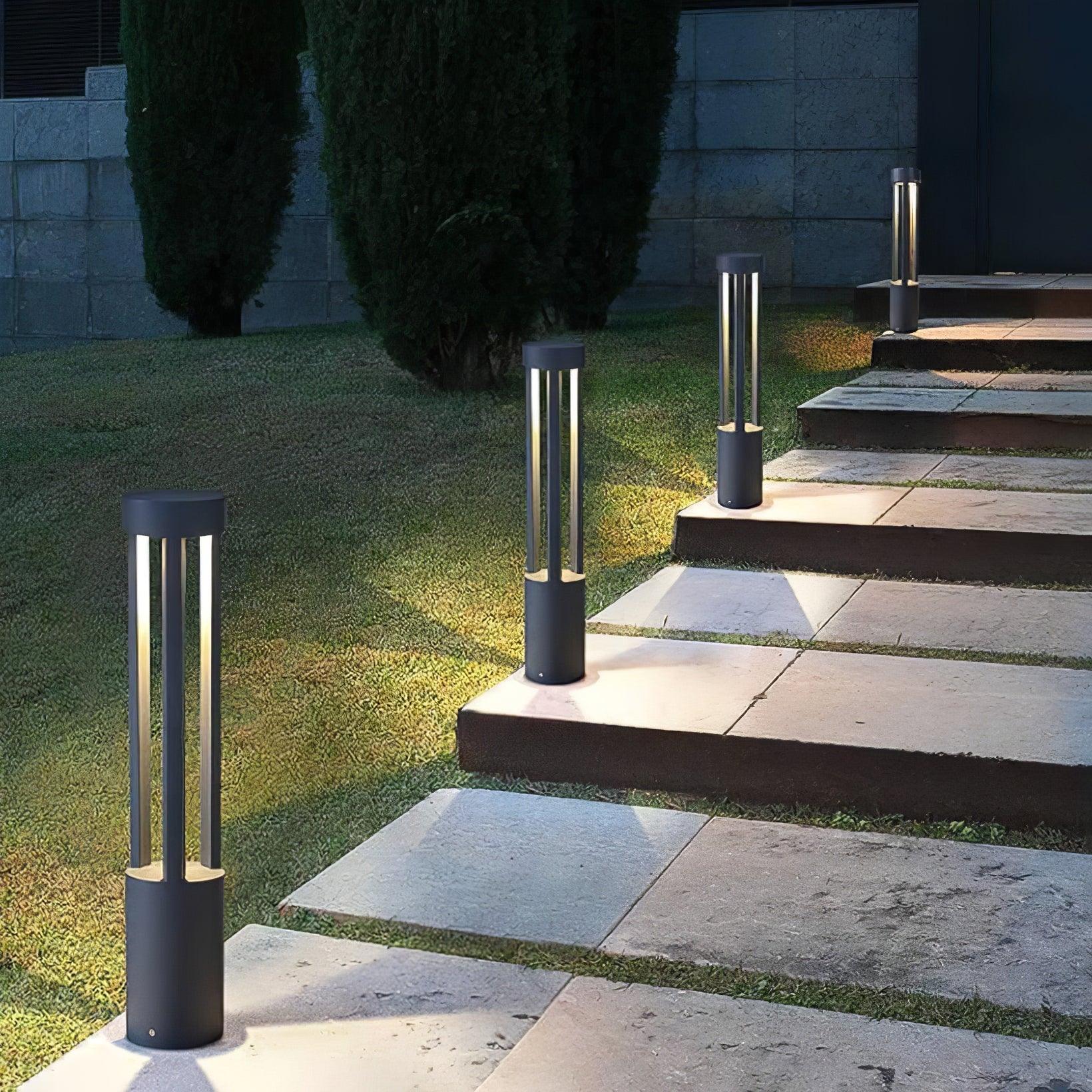 Black Cylindrical Solar Outdoor Post Light - Blowlighting
