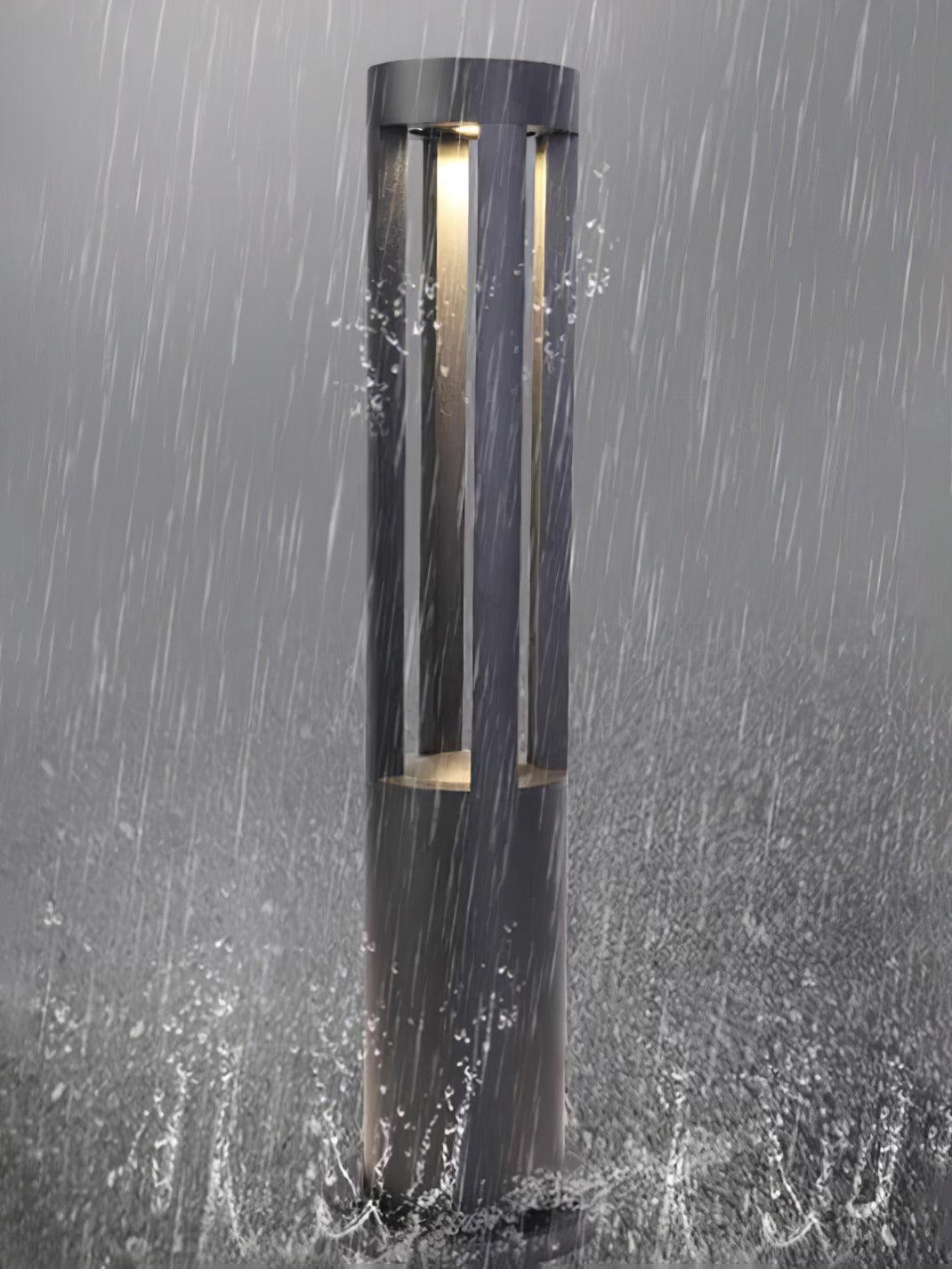 Black Cylindrical Solar Outdoor Post Light - Blowlighting