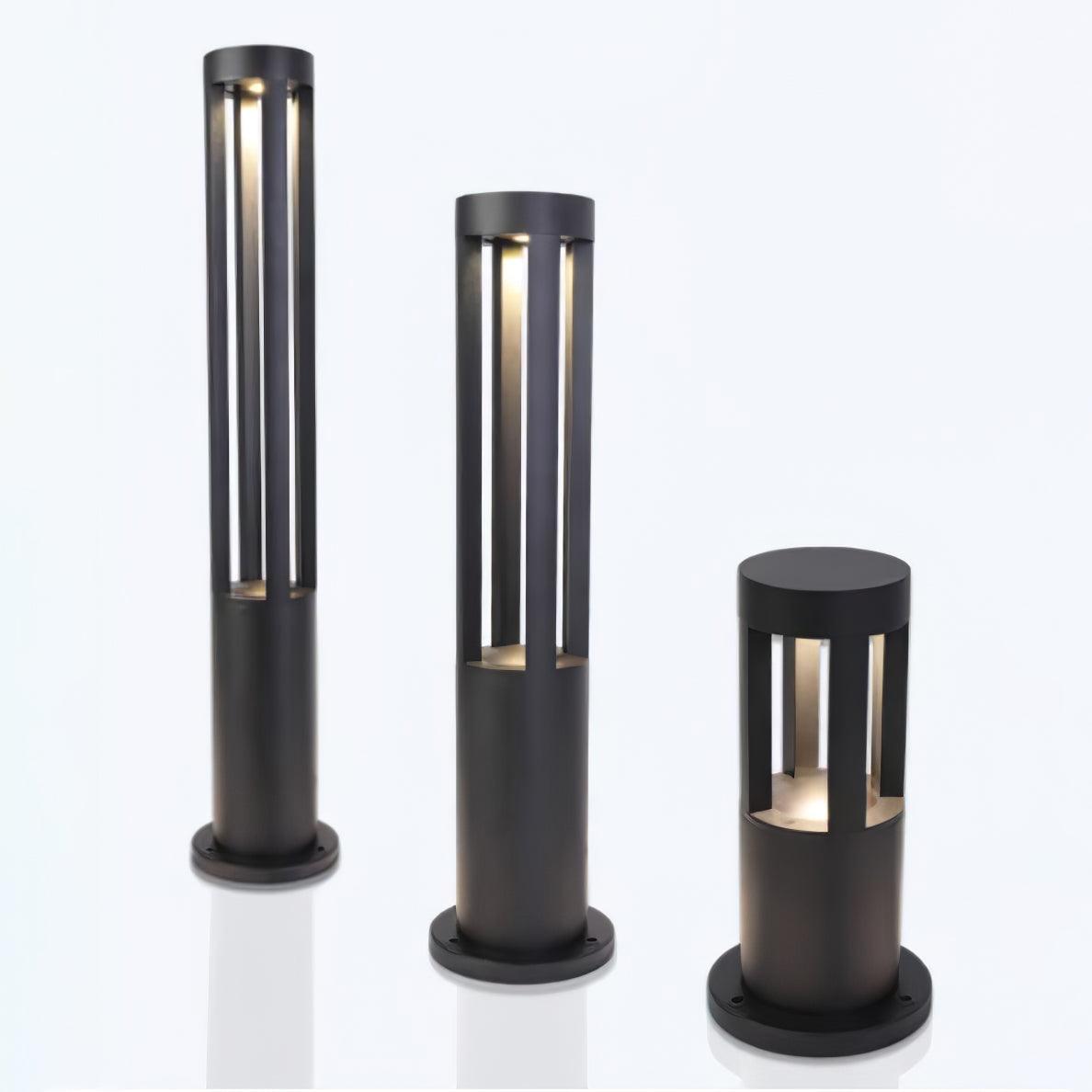 Black Cylindrical Solar Outdoor Post Light - Blowlighting