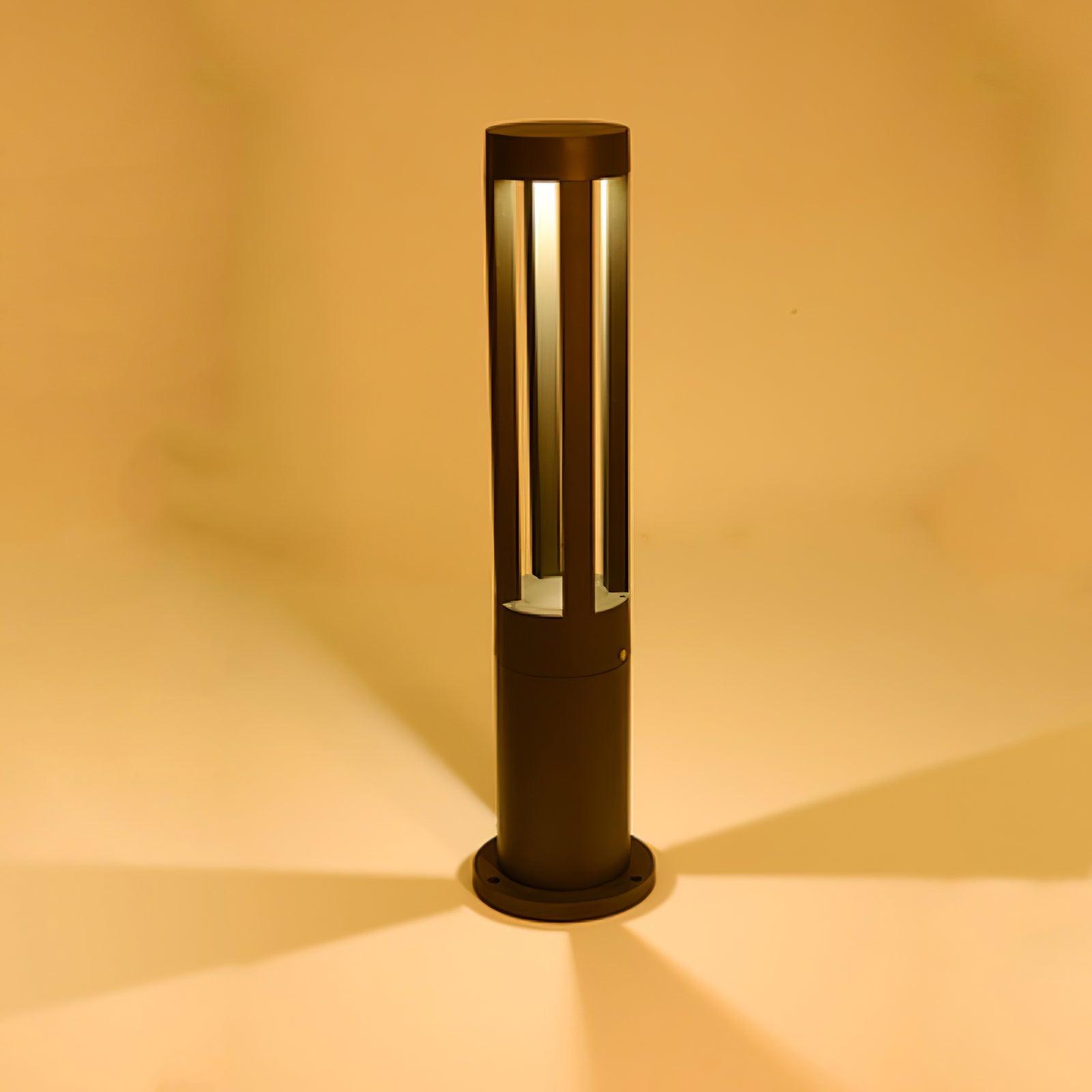 Black Cylindrical Solar Outdoor Post Light - Blowlighting