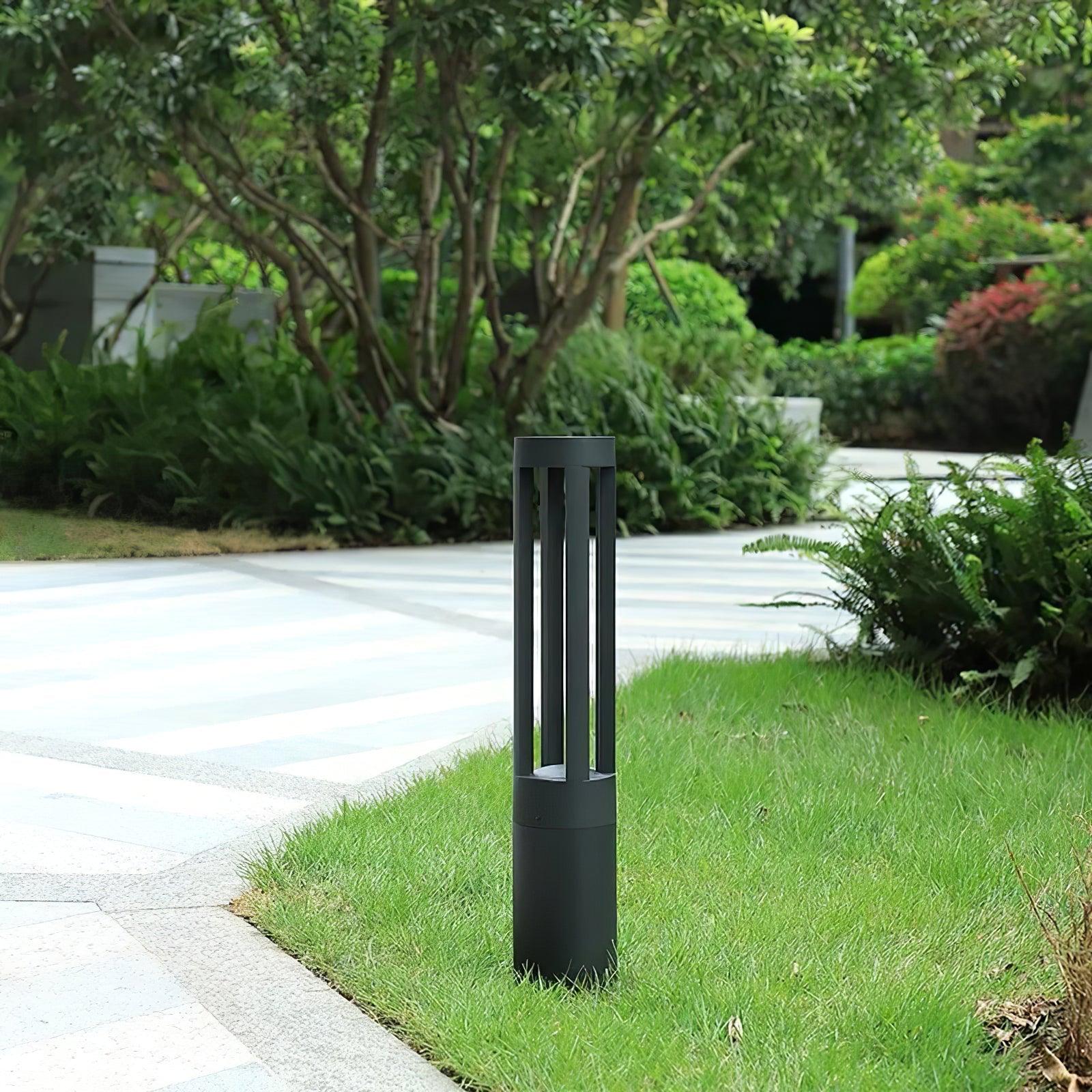 Black Cylindrical Solar Outdoor Post Light - Blowlighting
