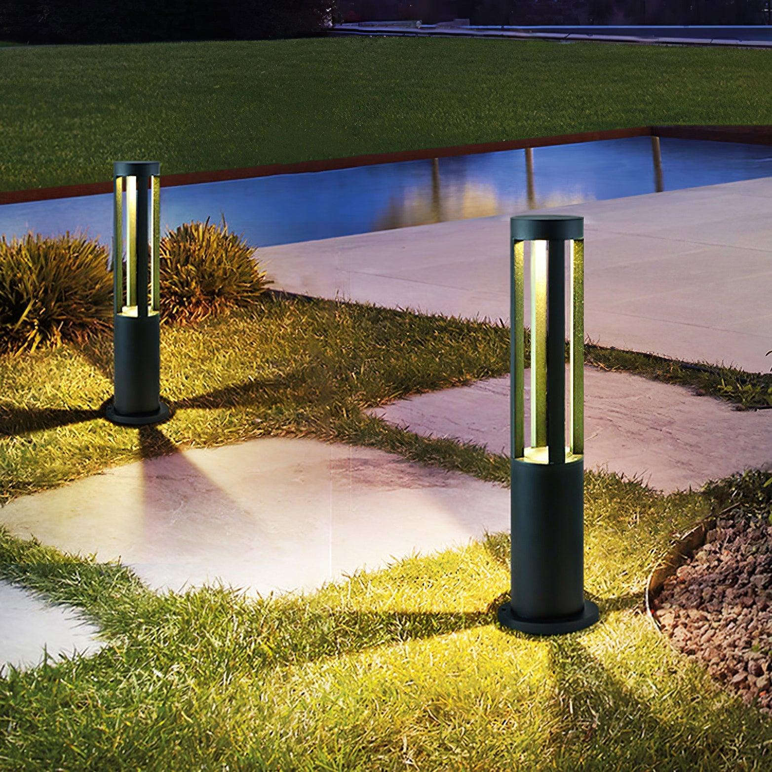 Black Cylindrical Solar Outdoor Post Light - Blowlighting