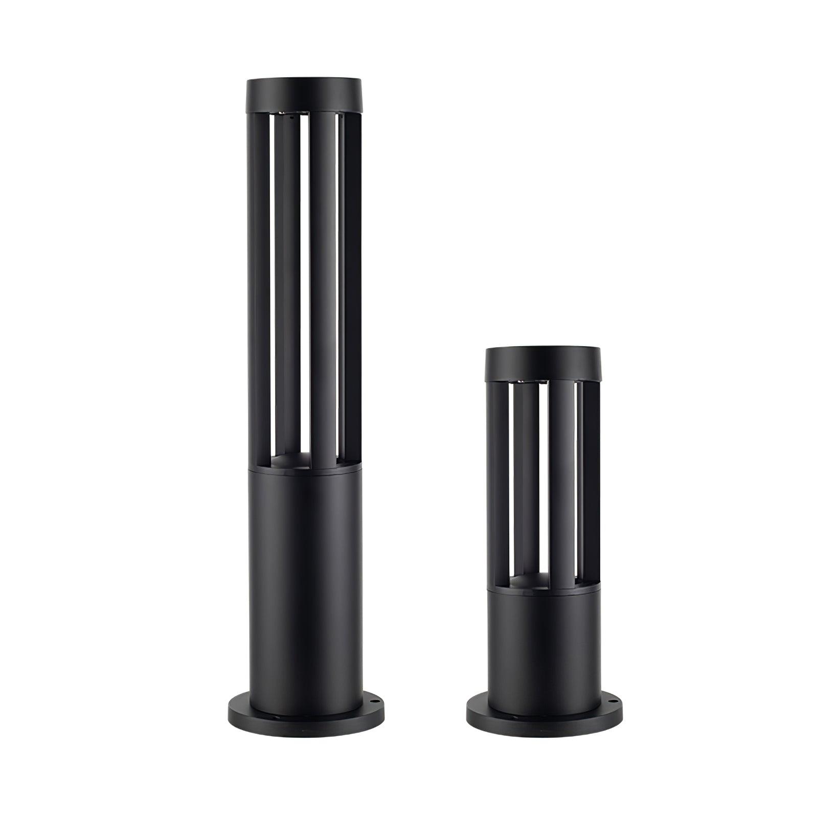 Black Cylindrical Solar Outdoor Post Light - Blowlighting