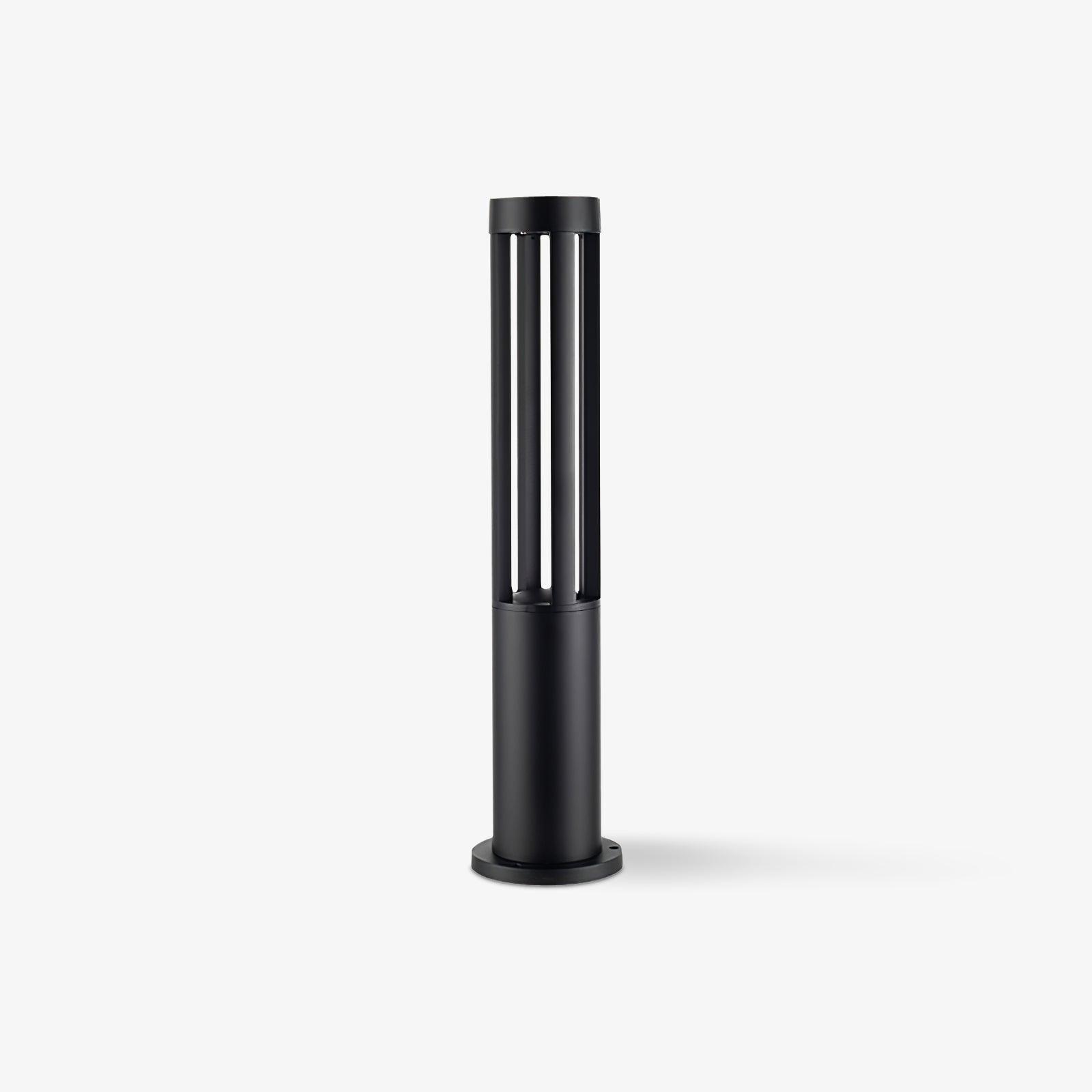 Black Cylindrical Solar Outdoor Post Light - Blowlighting