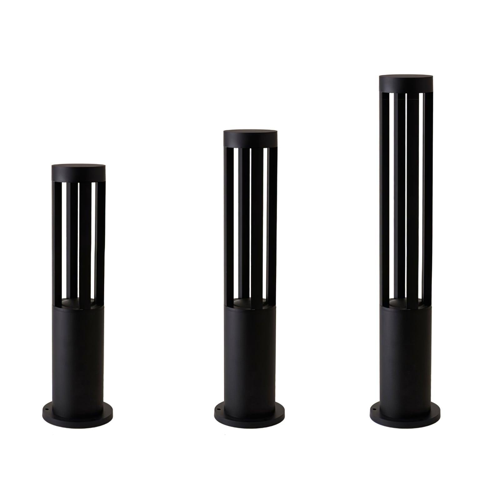 Black Cylindrical Solar Outdoor Post Light - Blowlighting