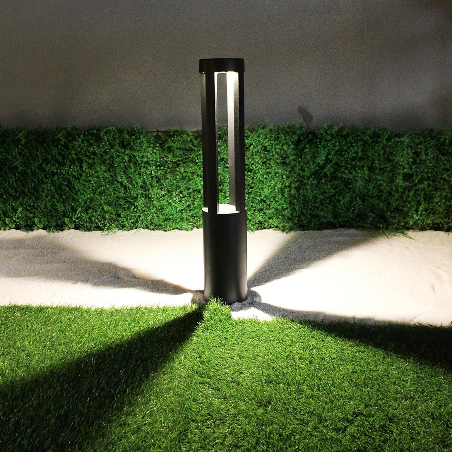 Black Cylindrical Solar Outdoor Post Light - Blowlighting